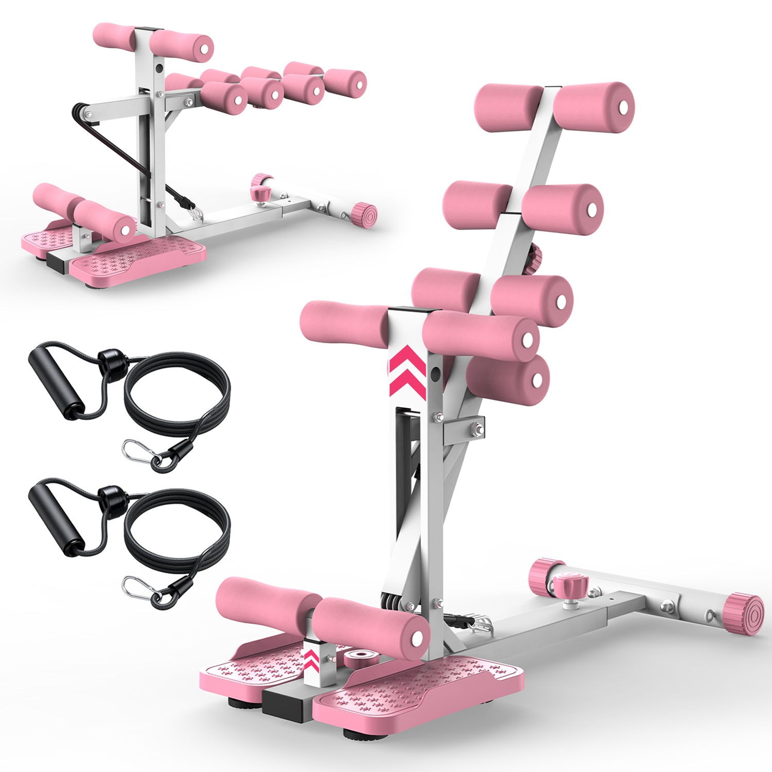Multifunctional Deep Squat Machine for Home Gym, Adjustable Glutes Leg Core Trainer with Resistance Bands for Full Body Workout