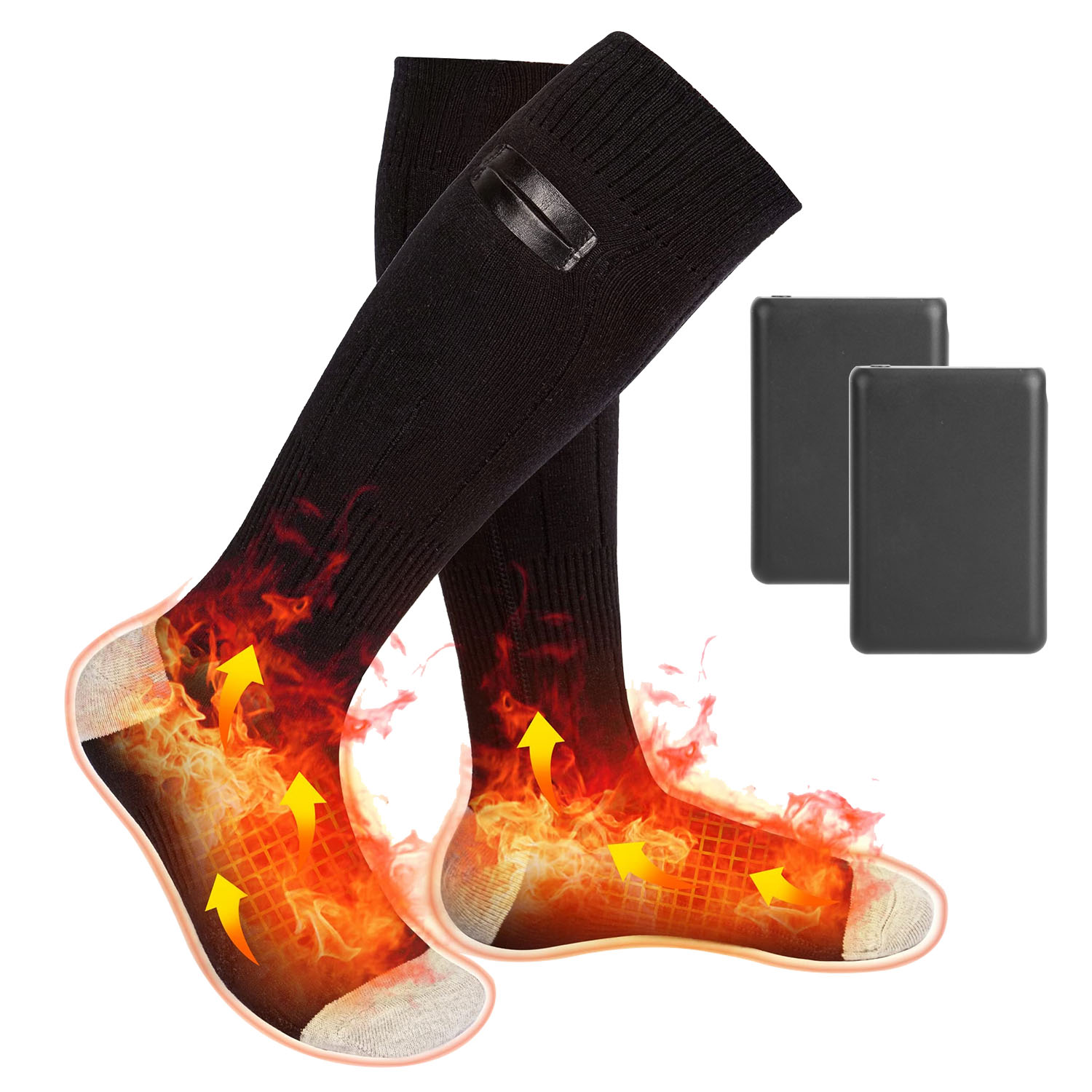 Electric Heated Socks for Men Women Battery Powered Heated Socks Rechargeable Feet Warmer with 4 Temperature Levels Indoor Outdoor Machine Washable
