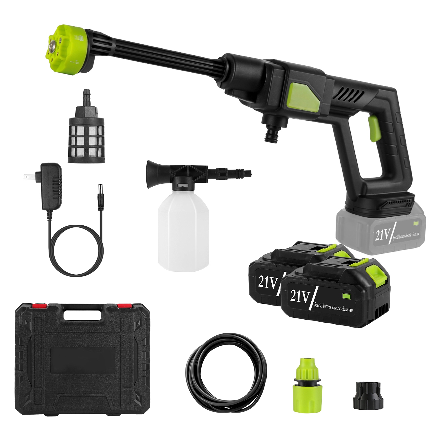 Cordless Pressure Washer Portable Electric Power Washer High Pressure Water Sprayer 435PSI Car Washer Cleaner with 6-in-1 Nozzle Foam Bottle Filter 15