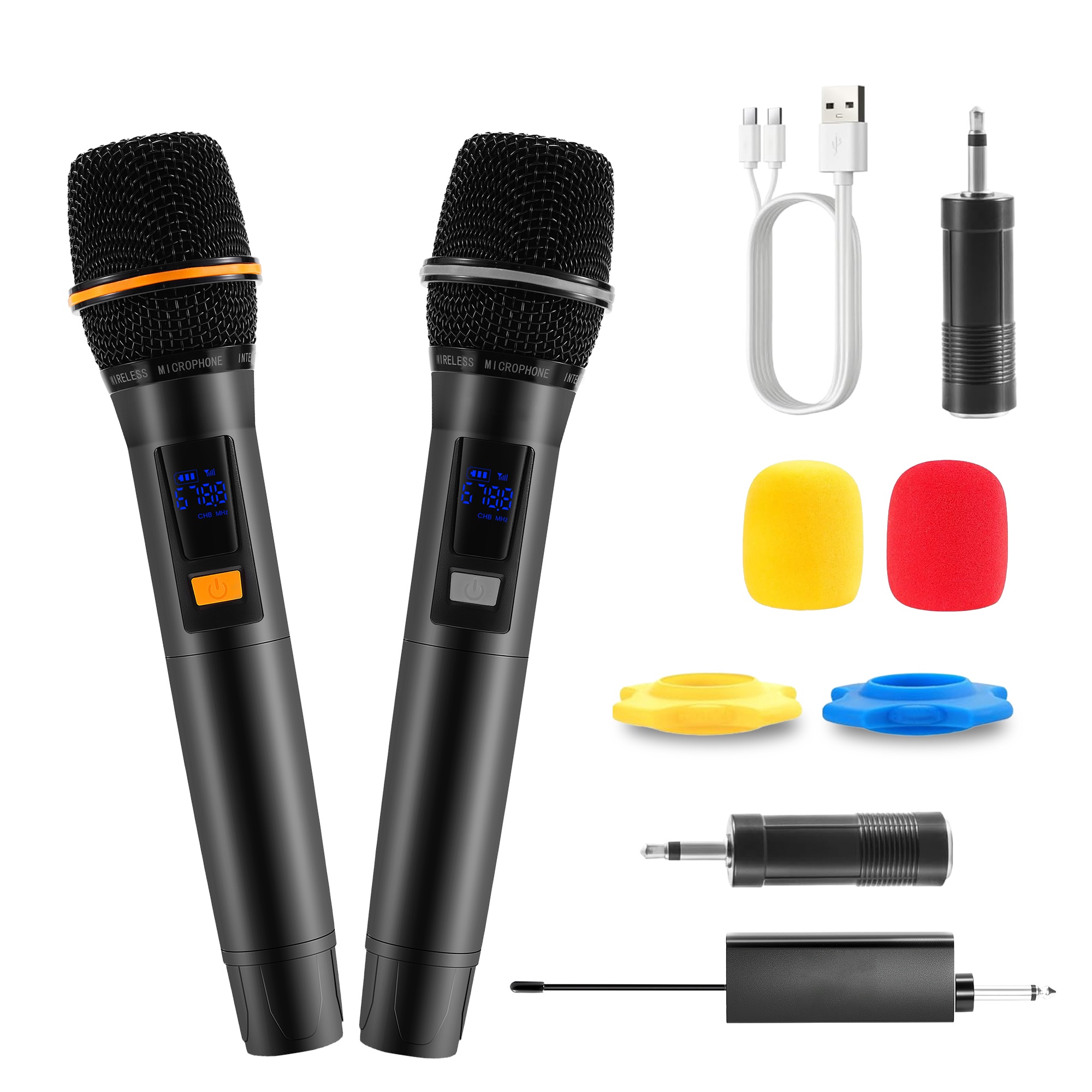 UHF Wireless Microphones Rechargeable Wireless Microphones Metal Handheld Dynamic Mics with 262FT Range for Karaoke Party DJ Wedding Speech Outdoor Ev