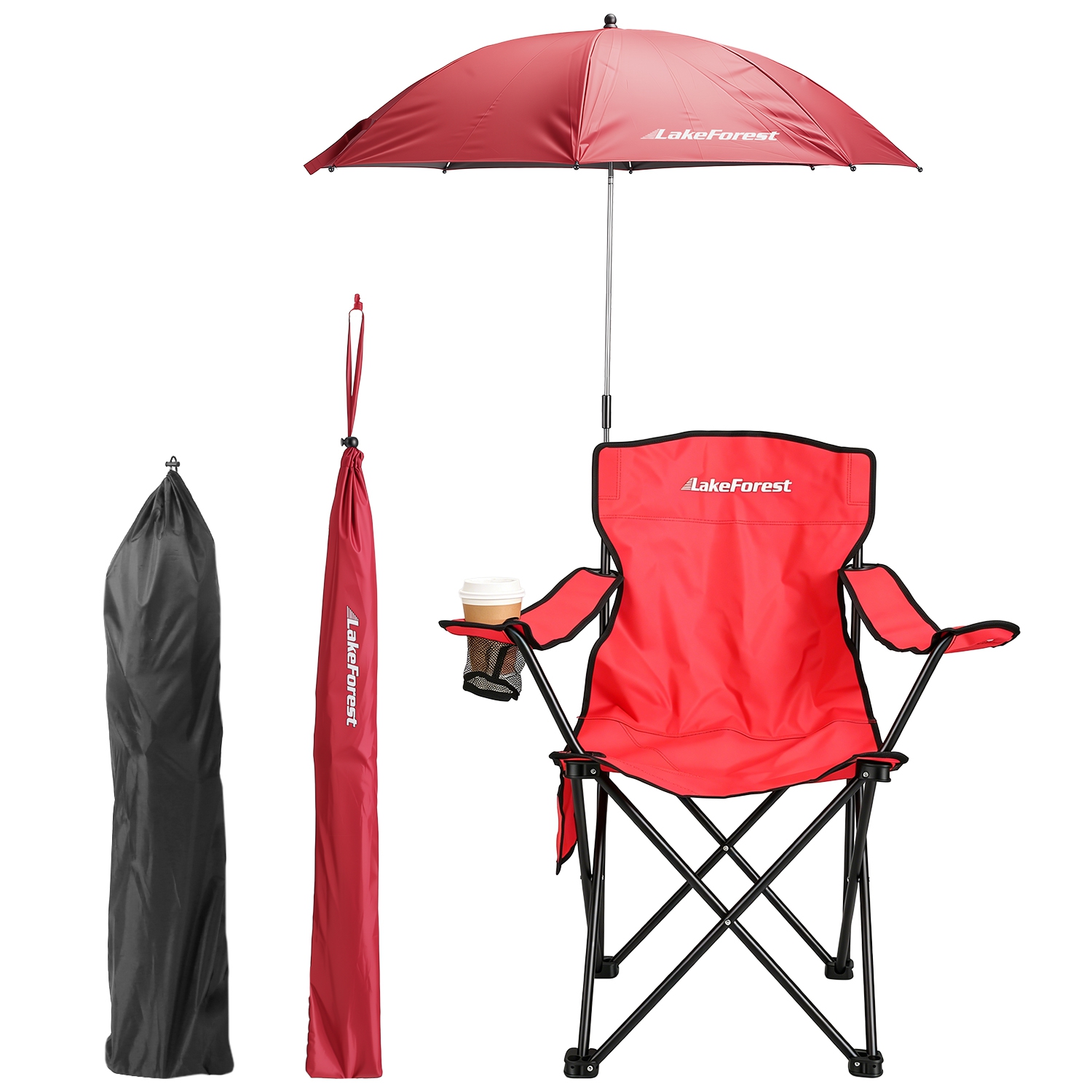 Camping Chair with Umbrella Lightweight Foldable Outdoor Chair with Cup Holder Detachable Sun Canopy Carrying Bag 330LBS Max Load for Beach Picnic Tra