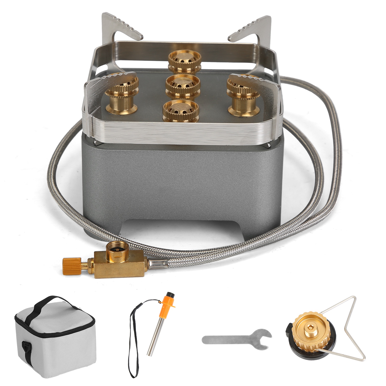 12000W Portable Camping Stove With Cassette Adapter Windproof Outdoor Backpacking Burner with Carrying Case Igniter for Outdoor Hiking Camping Picnic