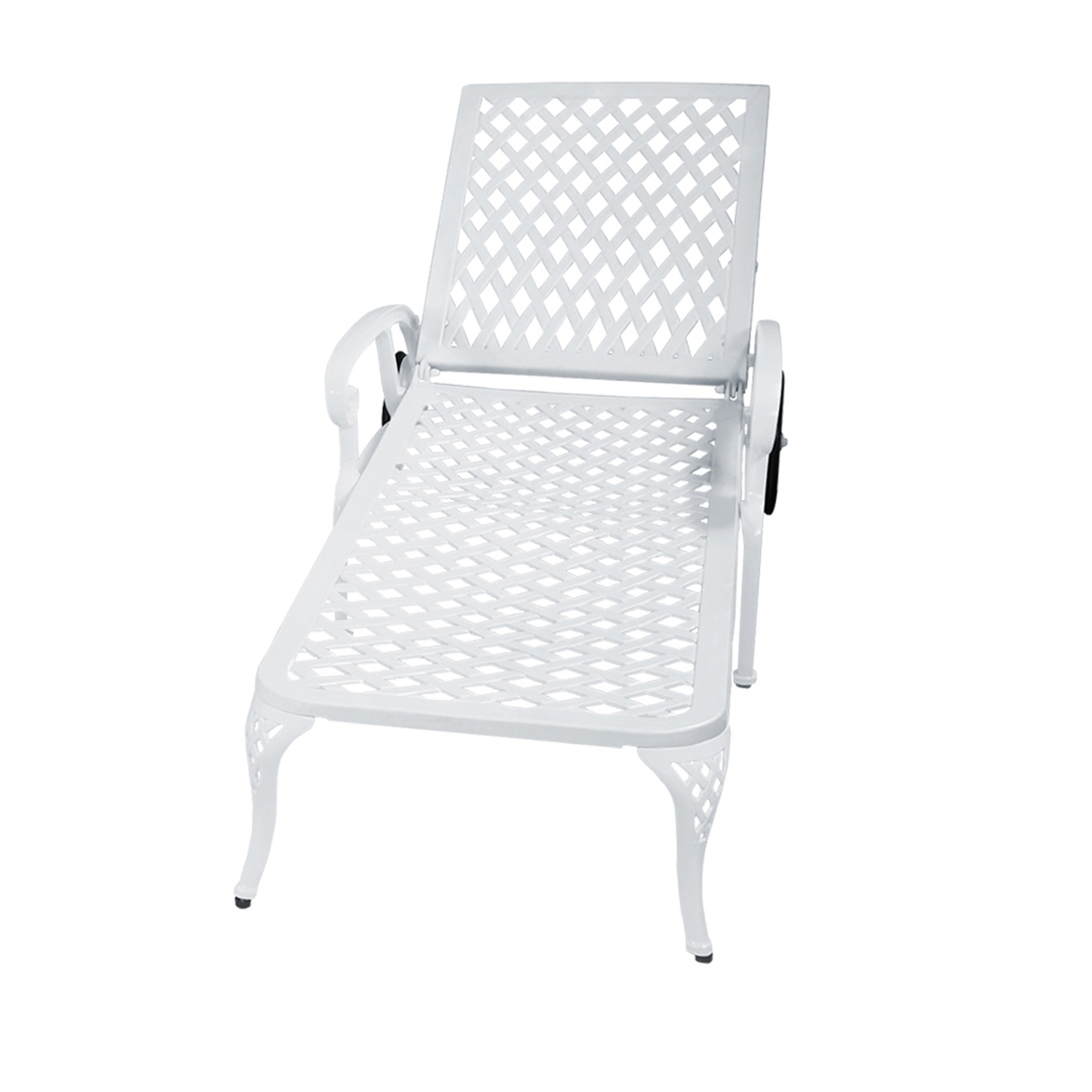 Outdoor Aluminum Lounge Chair with Wheels, Adjustable Reclining Chaise Lounge, Weather Resistant Patio Recliner Chair with 3-Position Backrest (120°/1