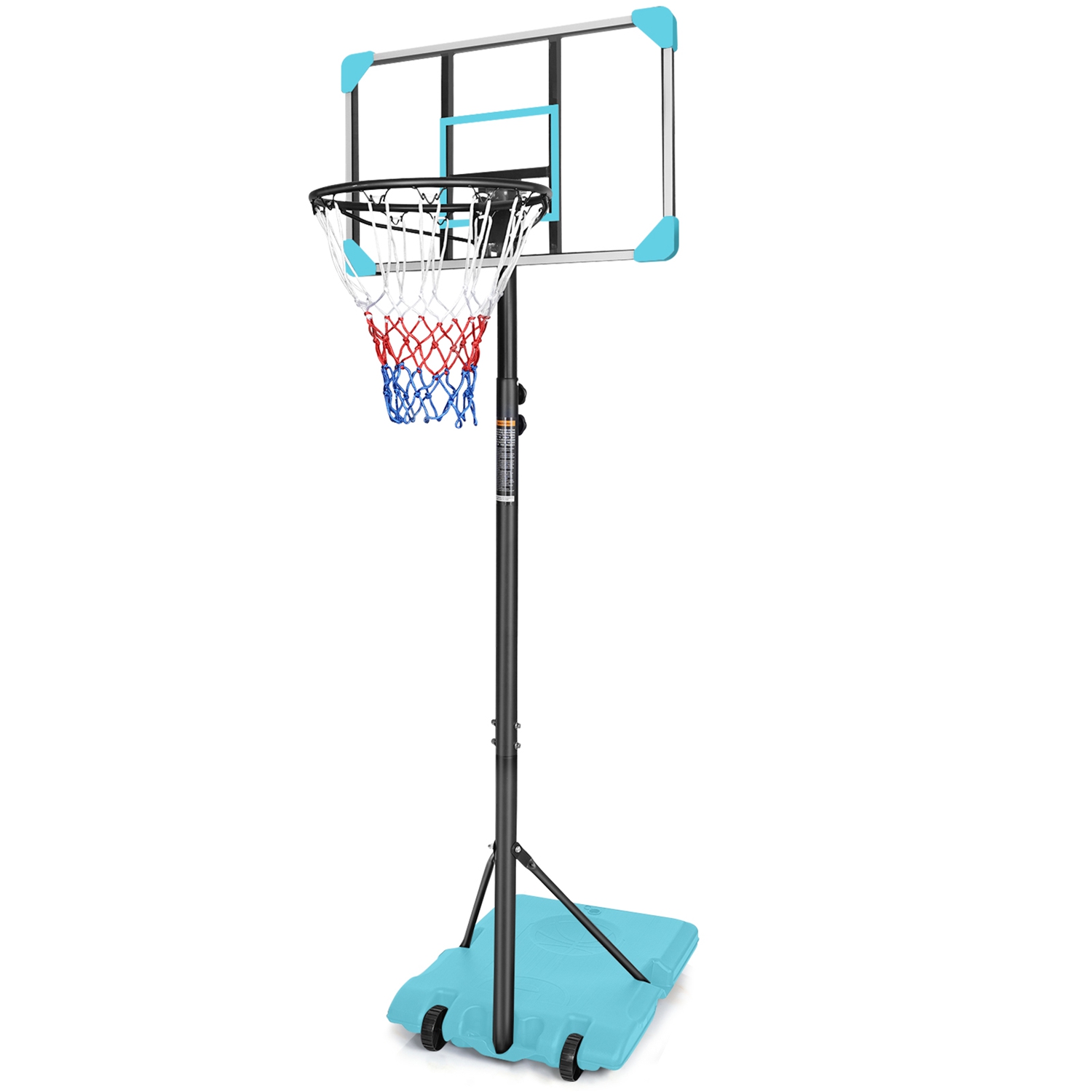 Portable Kids Basketball Hoop with Wheels, Height Adjustable 5.6 to 7ft Basketball Goal System Indoor Outdoor for Kids Teens Adults