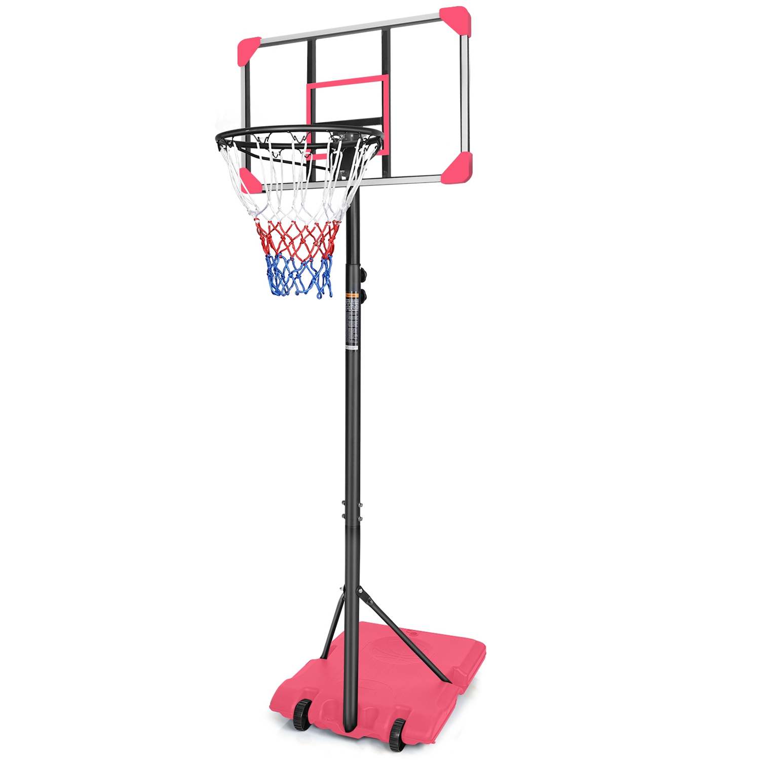 Portable Kids Basketball Hoop with Wheels, Height Adjustable 5.6 to 7ft Basketball Goal System Indoor Outdoor for Kids Teens Adults