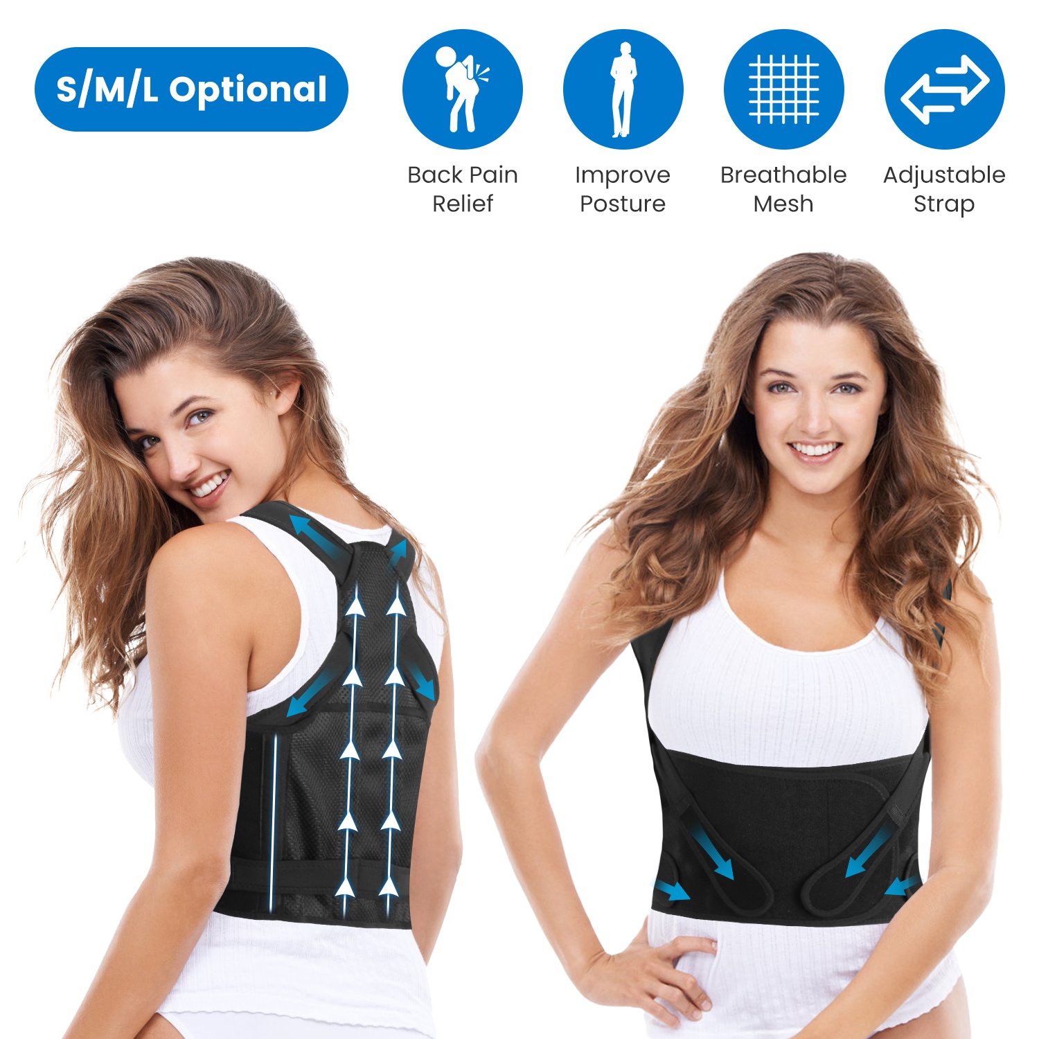 Posture Corrector for Women Men Adjustable Back Brace Posture Trainer Improve Hunchback Slouching Kyphosis Correction Invisible Under Clothes Upper Ba thumbnail 2