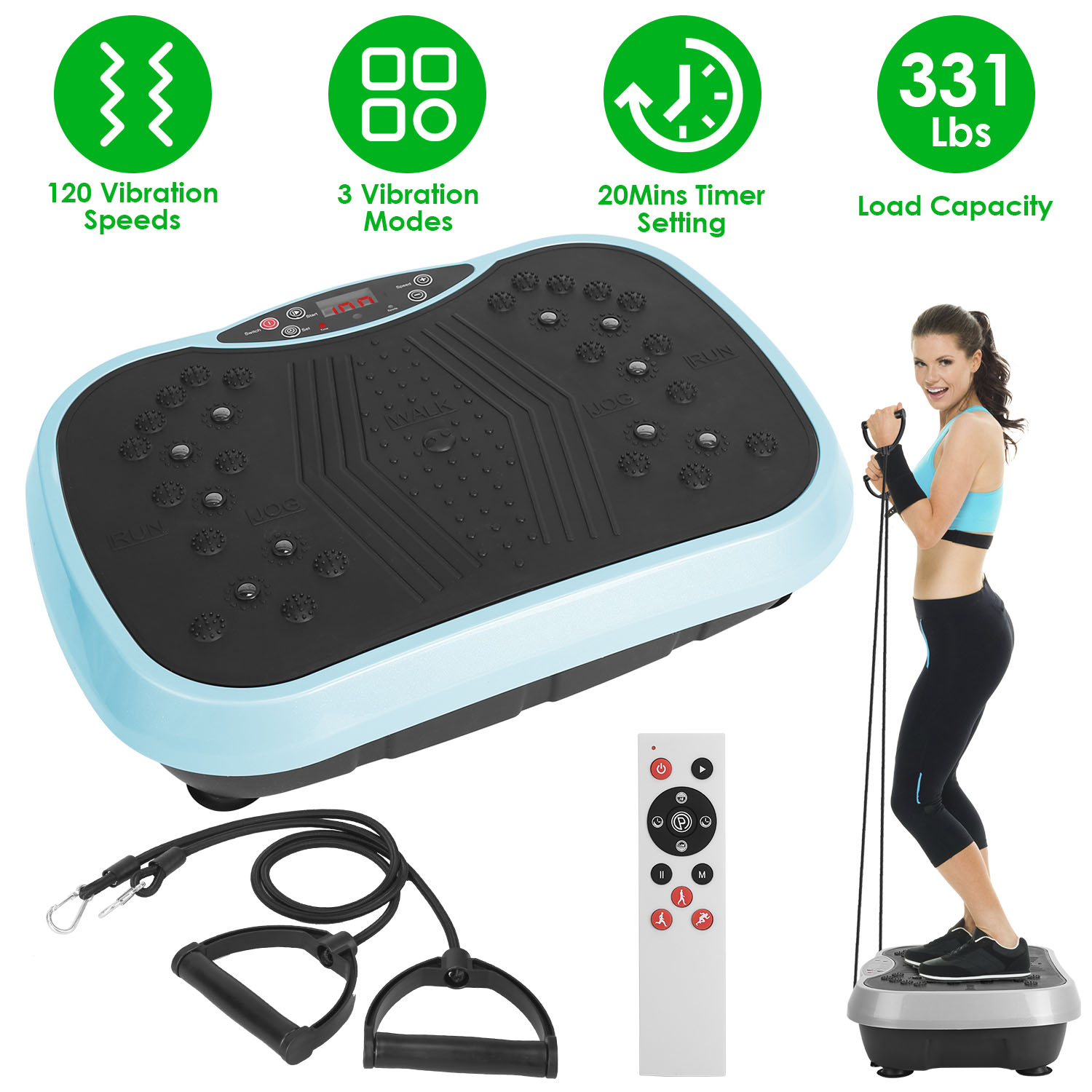 Vibration Exercise Machine With Resistant Bands Remote Control Whole Body Vibration Platform Workout Equipment Home Fitness Training Equipment For Wei thumbnail 2