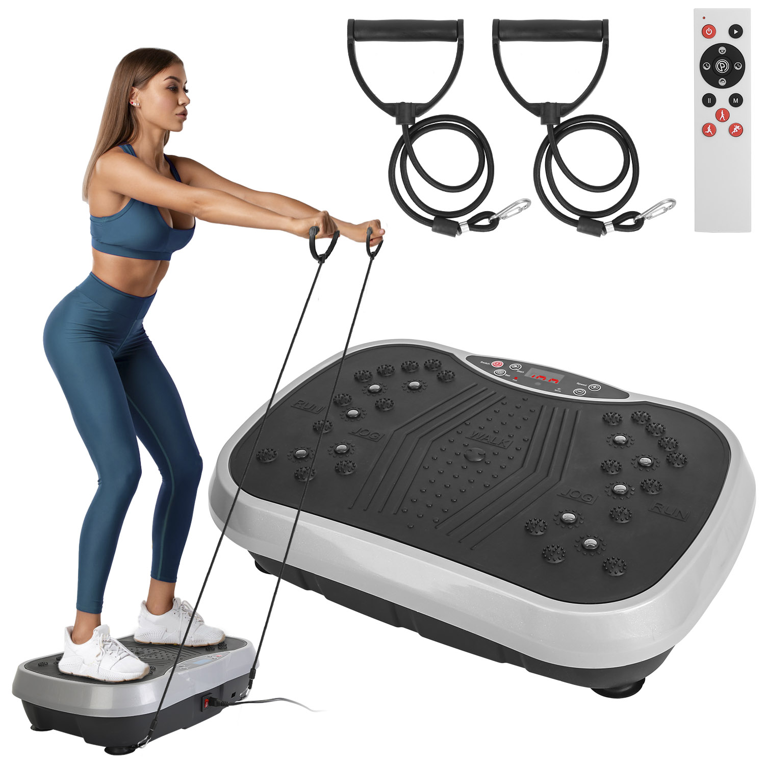 Vibration Exercise Machine With Resistant Bands Remote Control Whole Body Vibration Platform Workout Equipment Home Fitness Training Equipment For Wei thumbnail 2