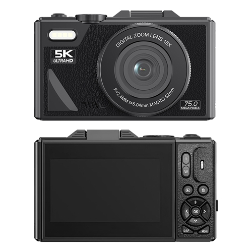 5K 75MP Digital Camera for Photography Anti-Shake WiFi Vlogging Video Camera with 9 Shooting Modes 18X Zoom Fill Light Webcam Function 2 Batteries 32G thumbnail 2