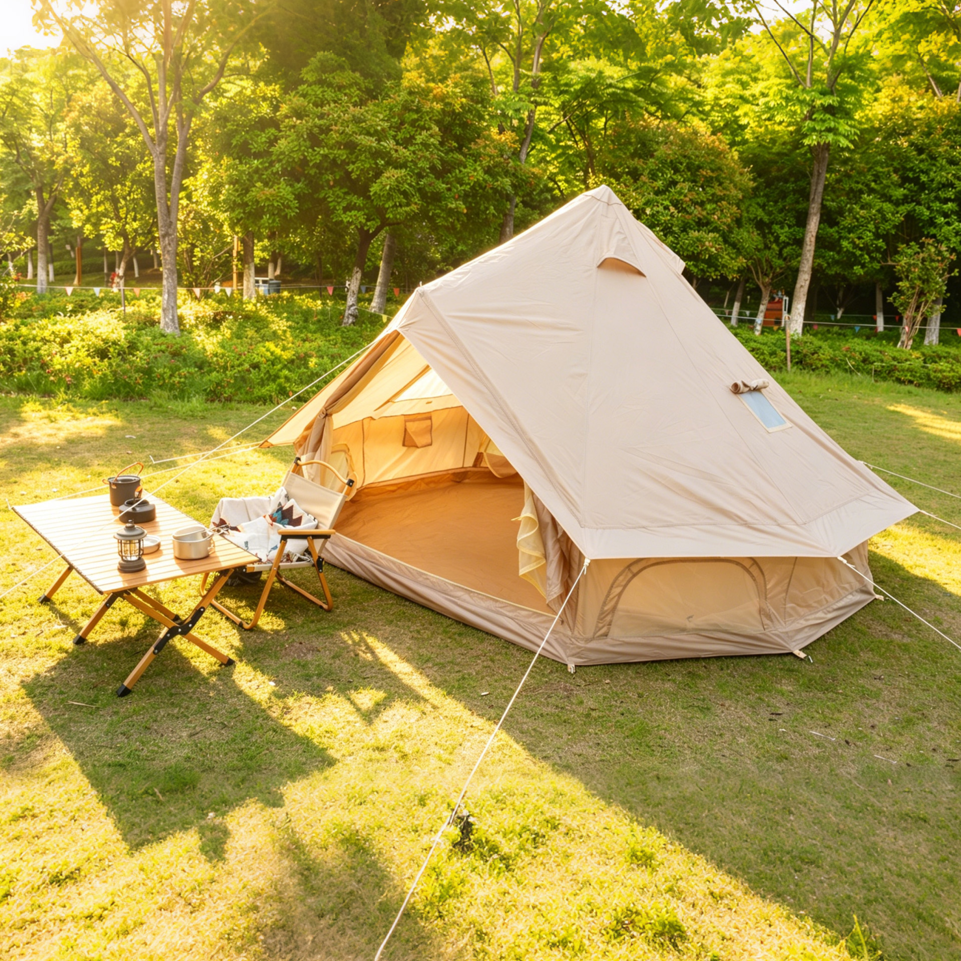 9.8FT Oxford Bell Tent for Family Camping Spacious Yurt Tent with Stove Jack, 4 Season Glamping Shelter, Waterproof Oxford Hot Tent for 3-4 People thumbnail 2