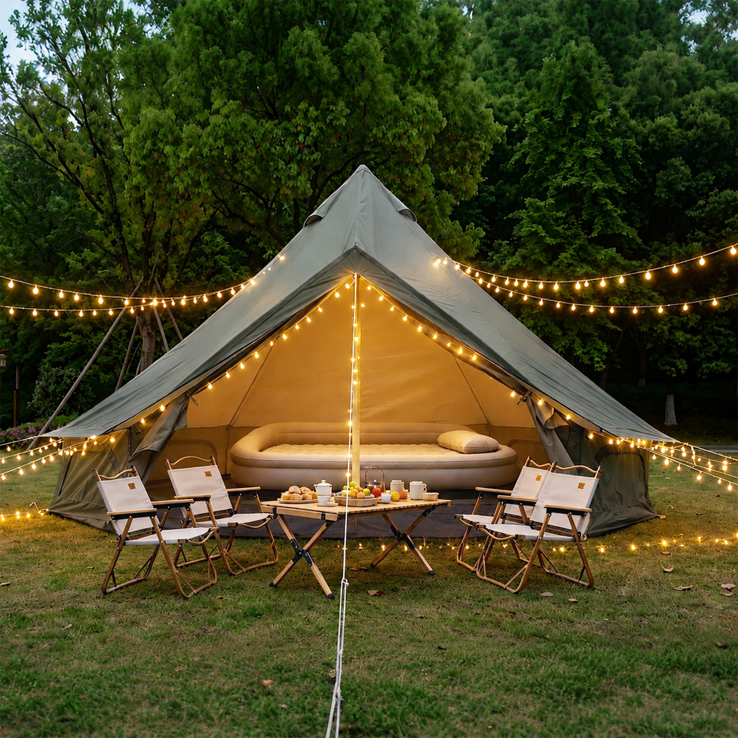 9.8FT Oxford Bell Tent for Family Camping Spacious Yurt Tent with Stove Jack, 4 Season Glamping Shelter, Waterproof Oxford Hot Tent for 3-4 People thumbnail 2