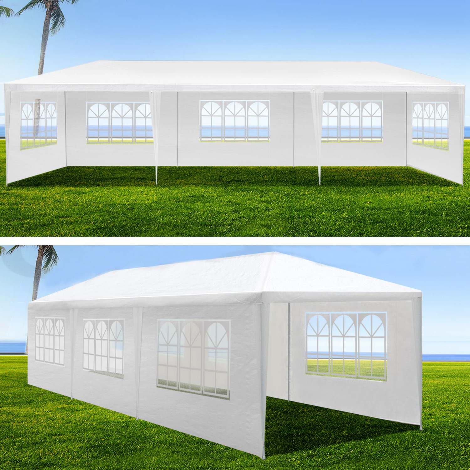 30?L × 10?W × 8.2?H Outdoor Waterproof Canopy Gazebo Patio Party Tent with 6 Window Sidewalls, 2 Zipper Walls for Wedding, Backyard Event & Temporary thumbnail 2