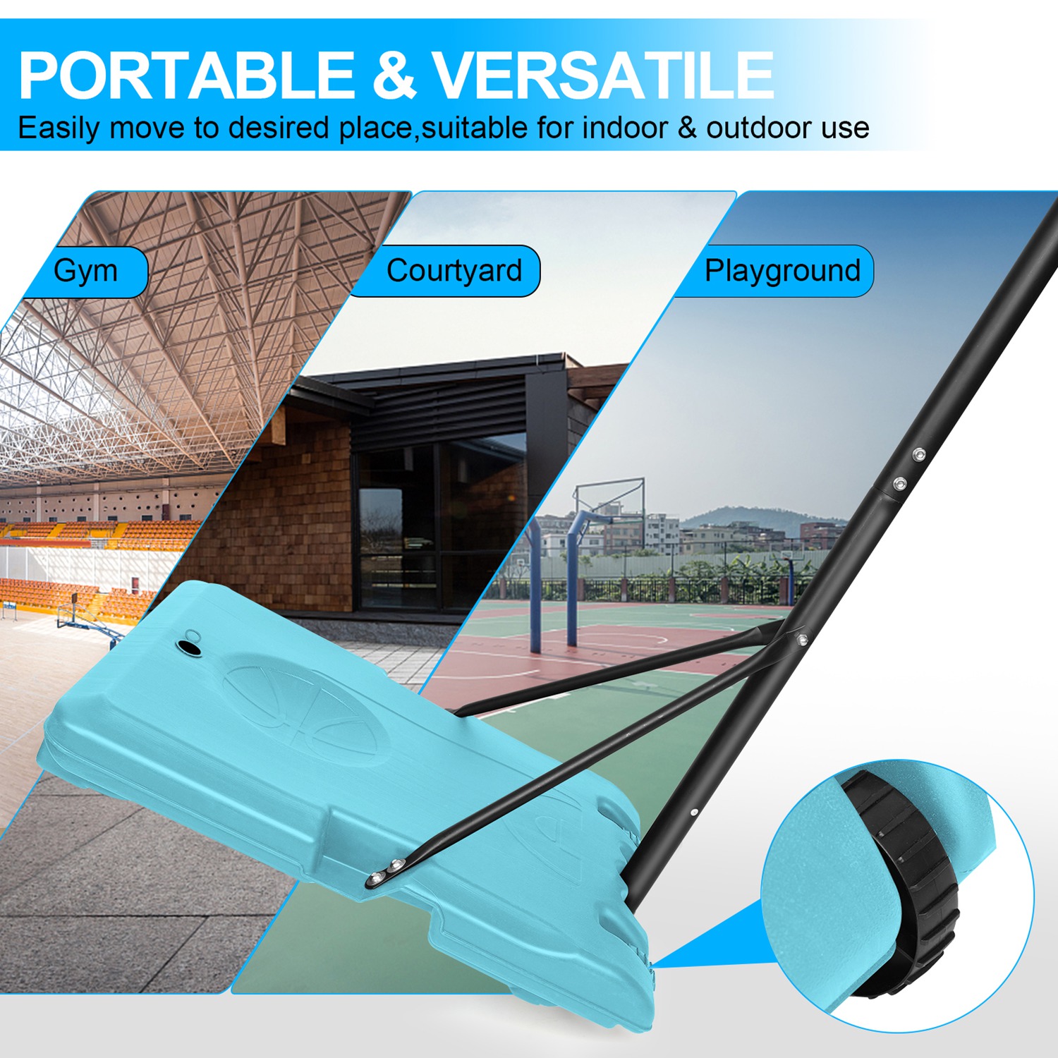 Portable Kids Basketball Hoop with Wheels, Height Adjustable 5.6 to 7ft Basketball Goal System Indoor Outdoor for Kids Teens Adults thumbnail 2
