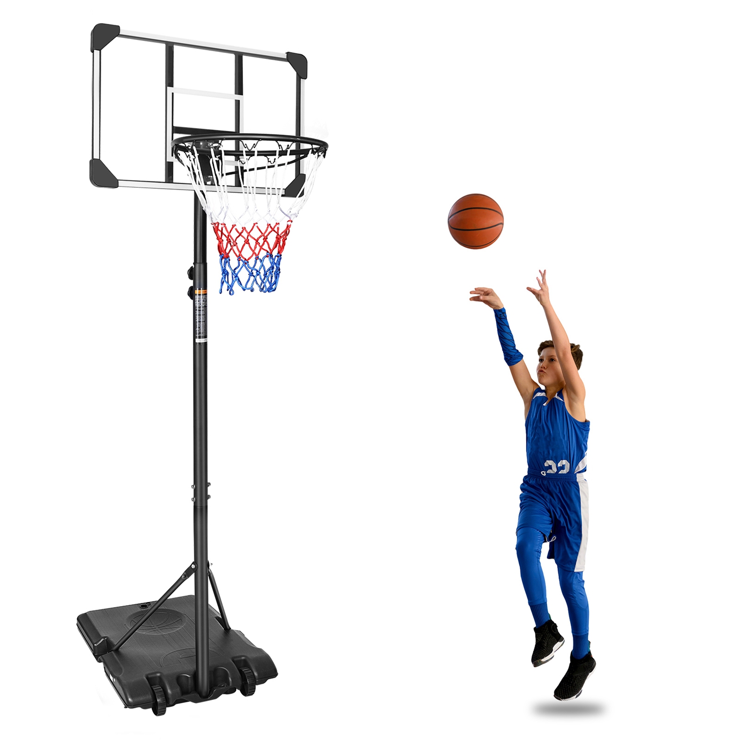 Portable Kids Basketball Hoop with Wheels, Height Adjustable 5.6 to 7ft Basketball Goal System Indoor Outdoor for Kids Teens Adults thumbnail 2