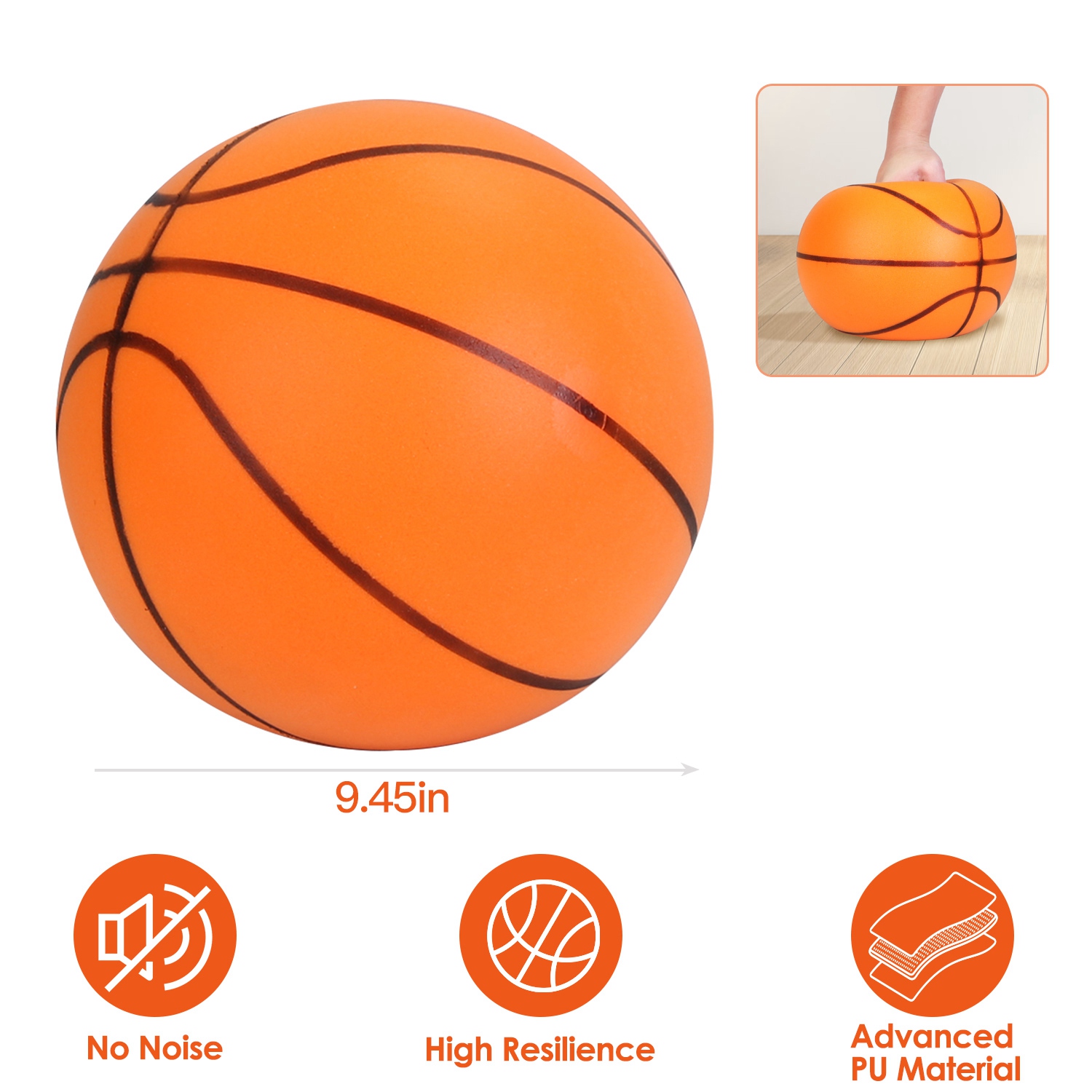 Silent Basketball Foam Bouncing Silent Basketball Uncoated High Density Foam Ball Indoor Low Noise Training Ball thumbnail 2
