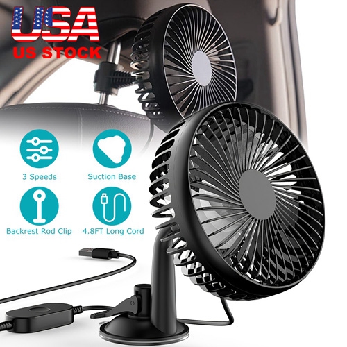 Car Cooling Fan Portable Rotatable USB Vehicle Fan Backseat Clip Fan Dashboard Window Suction Fan for SUV RV Pickup with 3 Speeds thumbnail 3