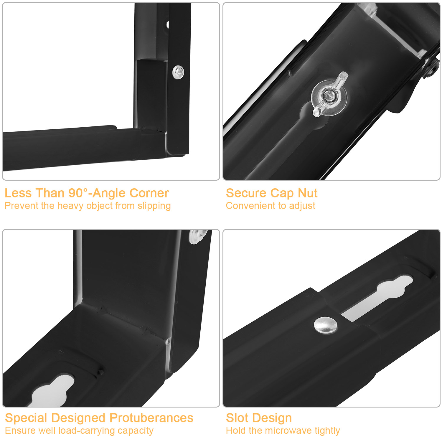 2 Pcs Microwave Brackets Adjustable Wall Mount Shelf Heavy Duty Carbon Steel Wall Microwave Cradle thumbnail 3