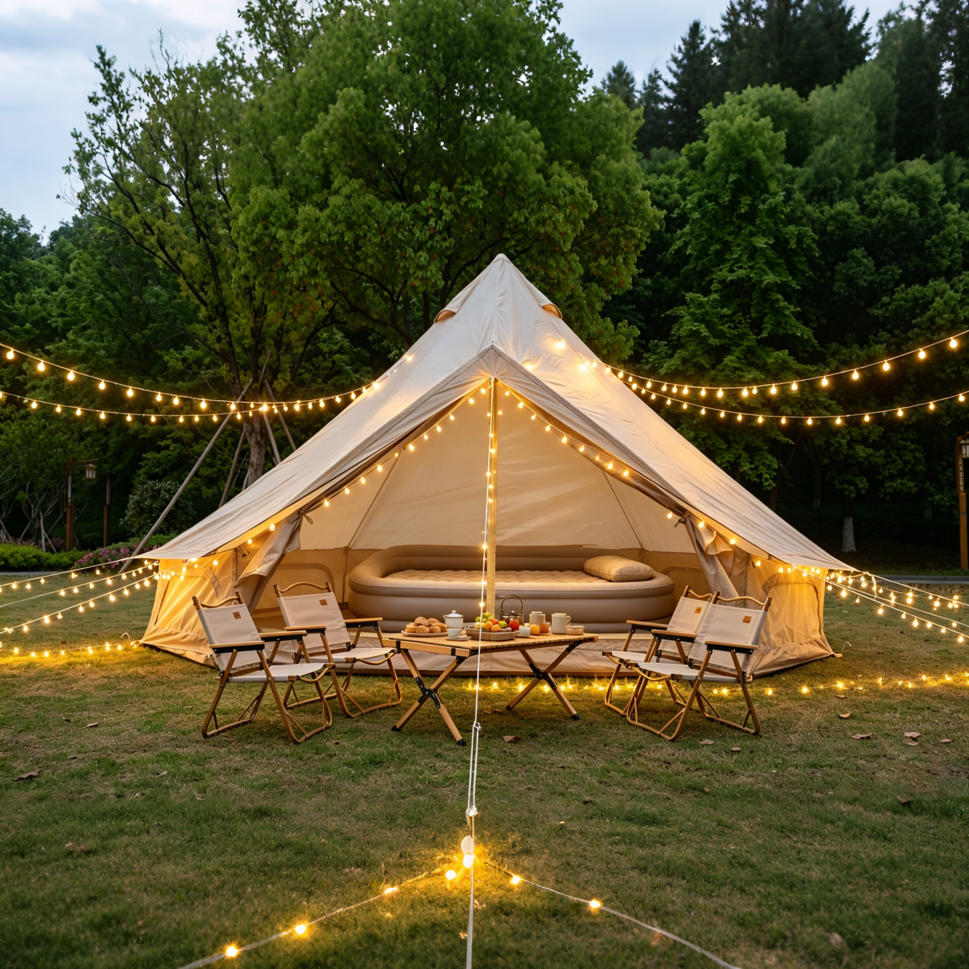 9.8FT Oxford Bell Tent for Family Camping Spacious Yurt Tent with Stove Jack, 4 Season Glamping Shelter, Waterproof Oxford Hot Tent for 3-4 People thumbnail 3