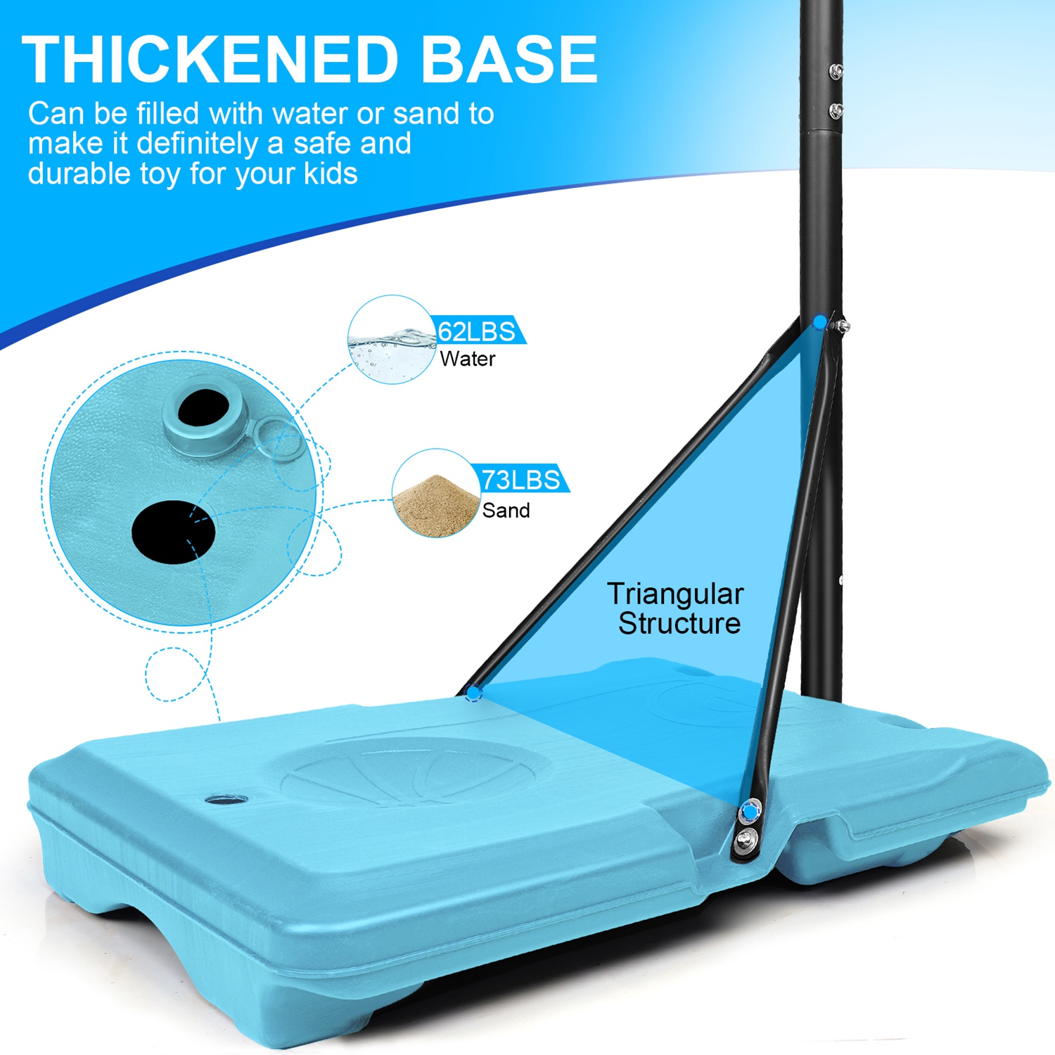 Portable Kids Basketball Hoop with Wheels, Height Adjustable 5.6 to 7ft Basketball Goal System Indoor Outdoor for Kids Teens Adults thumbnail 3