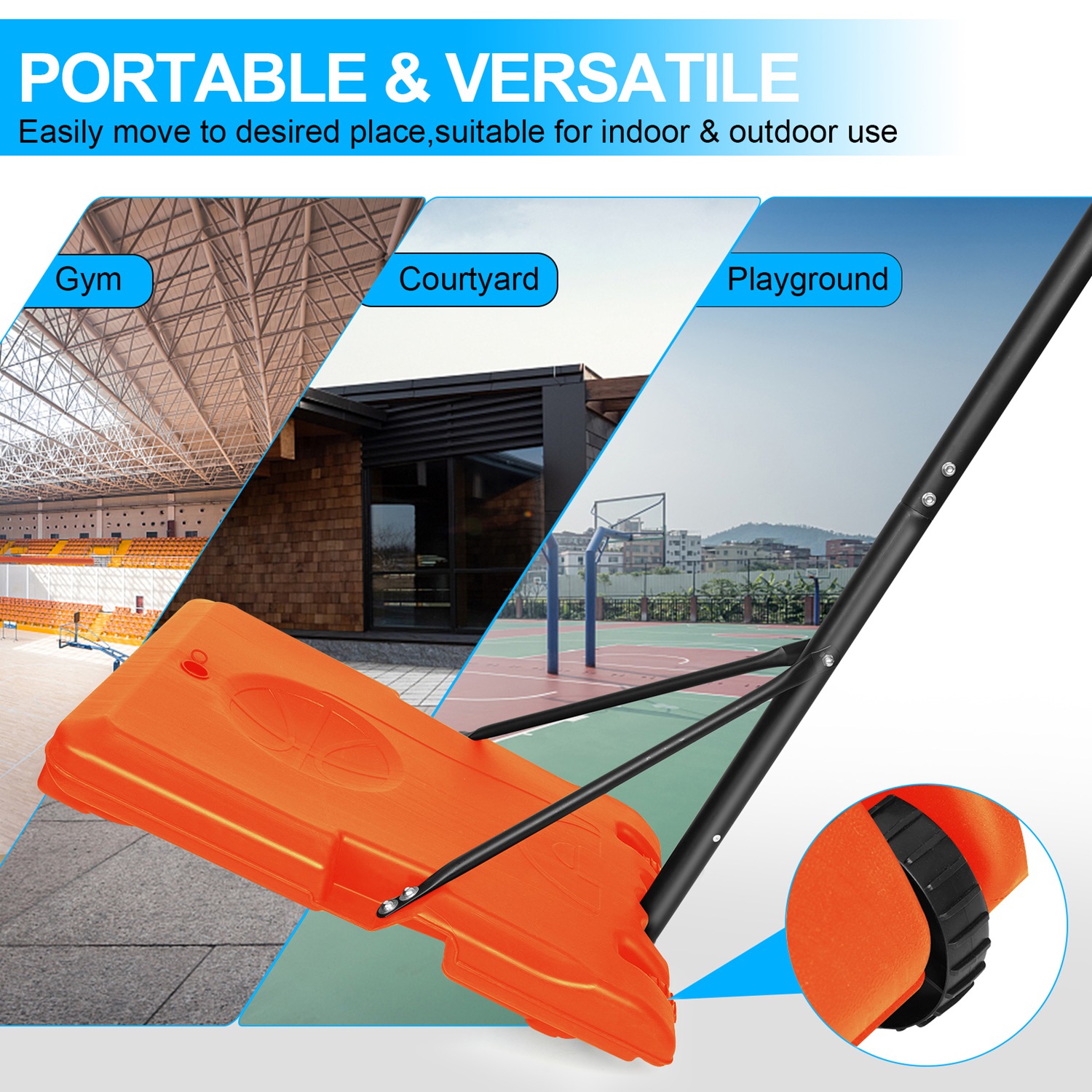 Portable Kids Basketball Hoop with Wheels, Height Adjustable 5.6 to 7ft Basketball Goal System Indoor Outdoor for Kids Teens Adults thumbnail 3