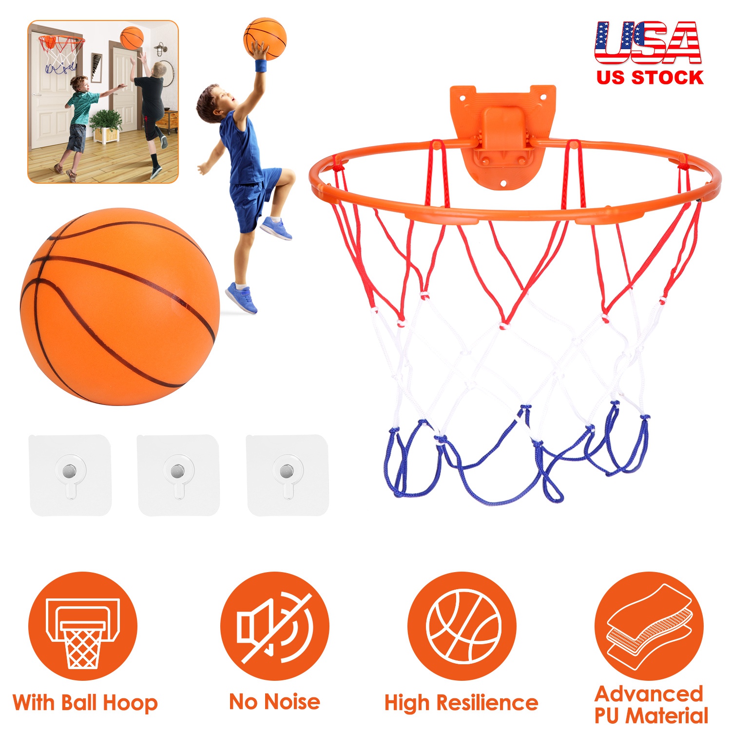 Silent Basketball with Ball Hoop Foam Bouncing Silent Basketball Uncoated High Density Foam Ball Indoor Low Noise Training Ball thumbnail 3