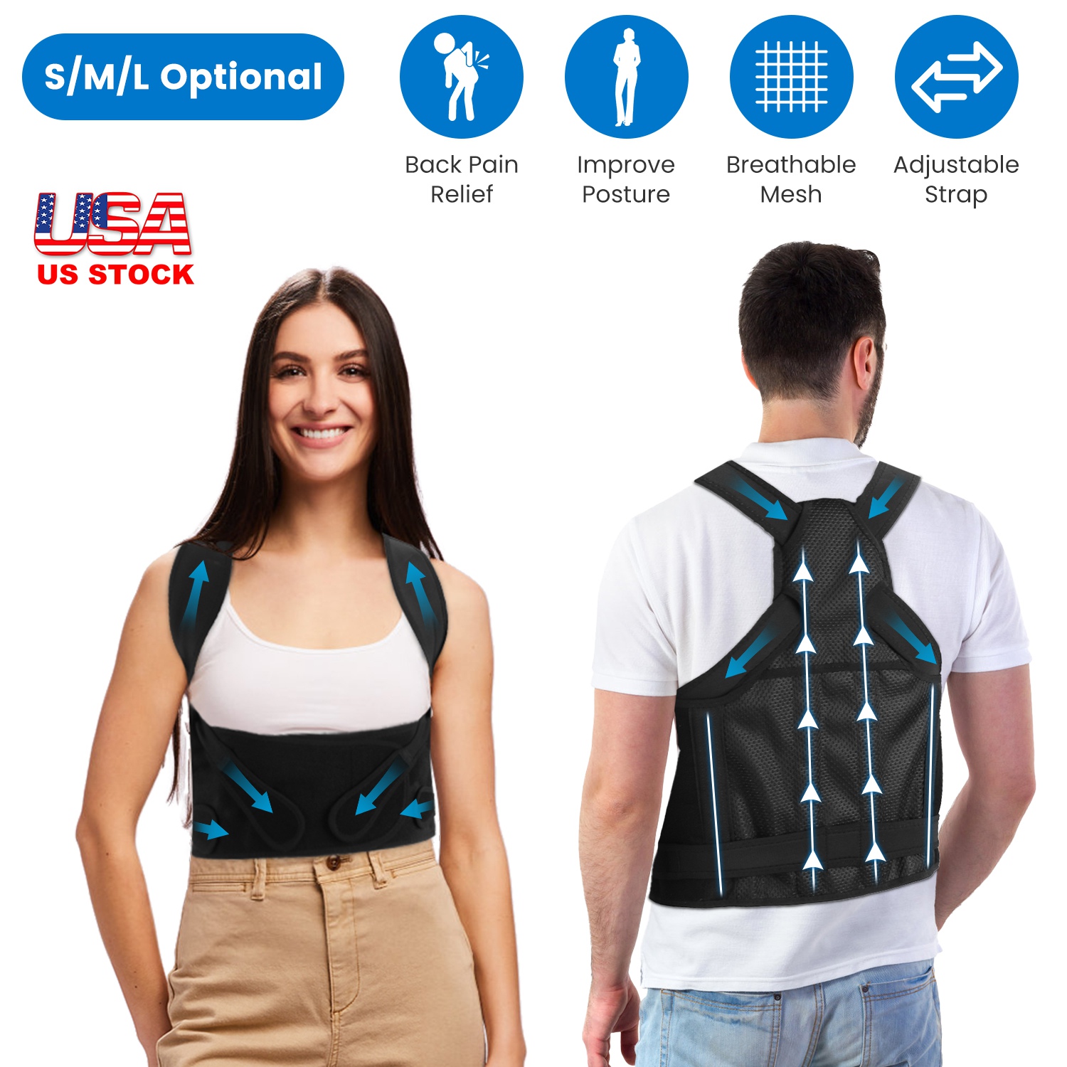 Posture Corrector for Women Men Adjustable Back Brace Posture Trainer Improve Hunchback Slouching Kyphosis Correction Invisible Under Clothes Upper Ba thumbnail 3