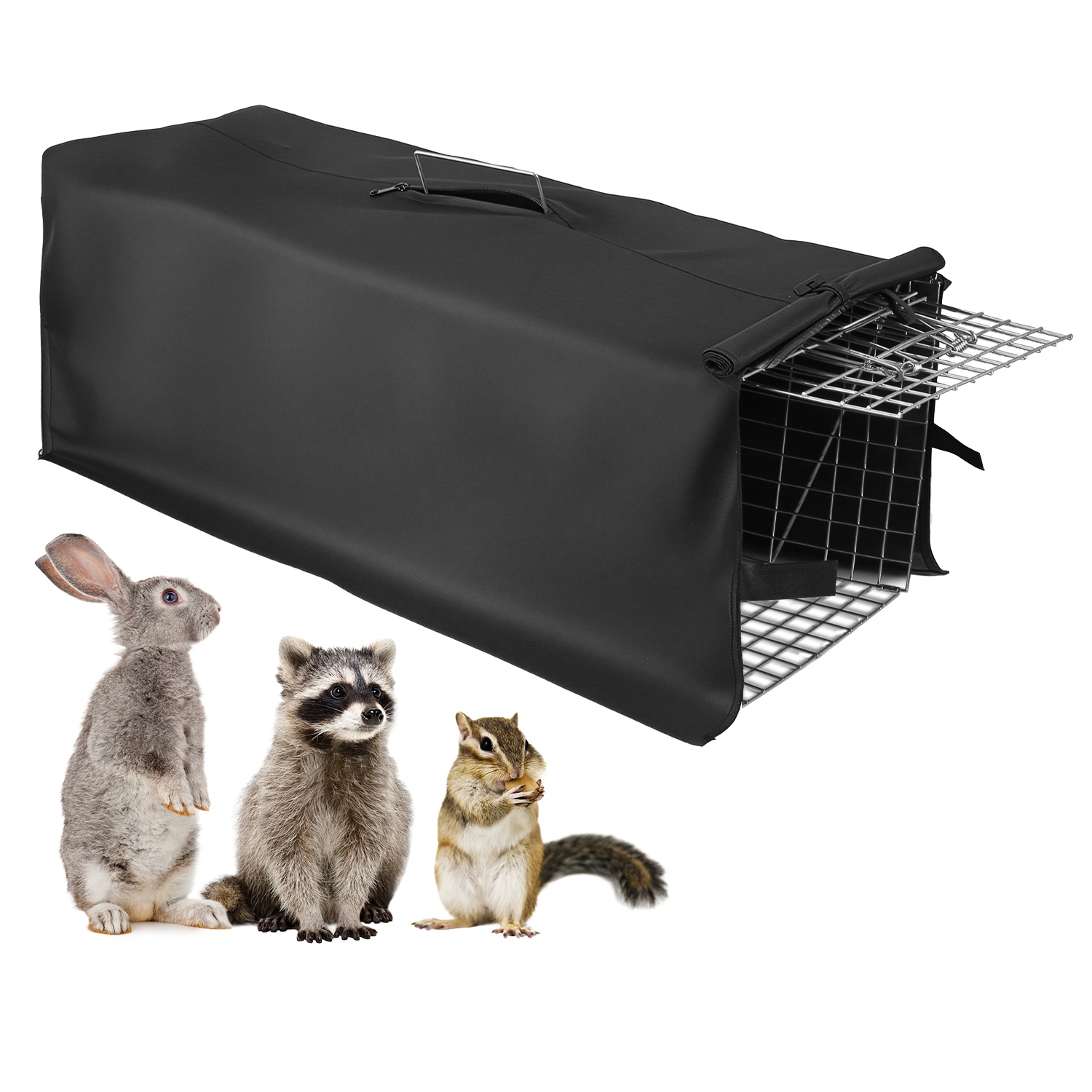 31x12x11 Heavy Duty Folding Live Animal Trap Cage With Waterproof Cover Humane Easy To Catch And Release Trap For Stray Cats Raccoons Squirrel Skunk
