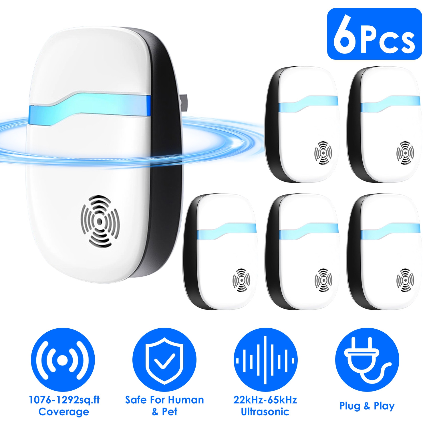 6 Packs Ultrasonic Pest Repellers Electric Plug-In Indoor Pest Control Mouse Repellent Chaser Deterrent Rodent Chaser for Home Kitchen Office Warehous thumbnail 2