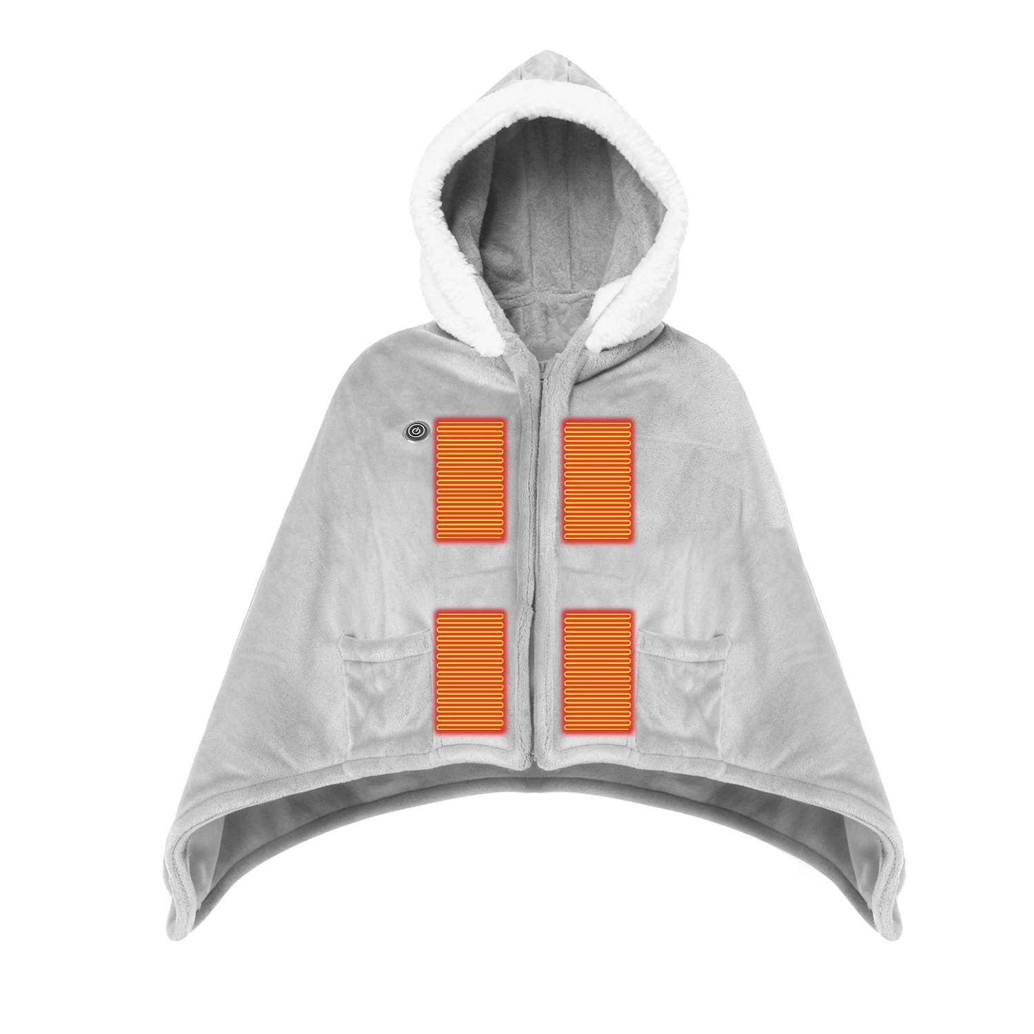 Wearable Heated Throw Blanket Double-Sided Flannel Portable Electric Heating Hoodie For Women Men Machine Washable 3 Heating Levels Battery Operated thumbnail 2