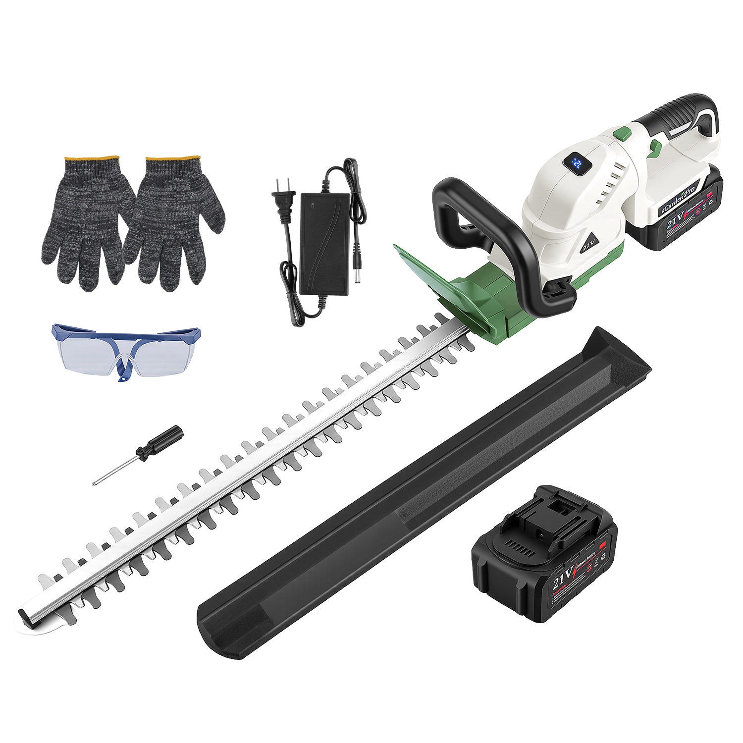 20in Cordless Hedge Trimmer 21V Handheld Bush Trimmer Electric Grass Shrub Trimmer with Dual-Action Blades 0.6in Cutting Diameter Safety Lock Adjustab thumbnail 2
