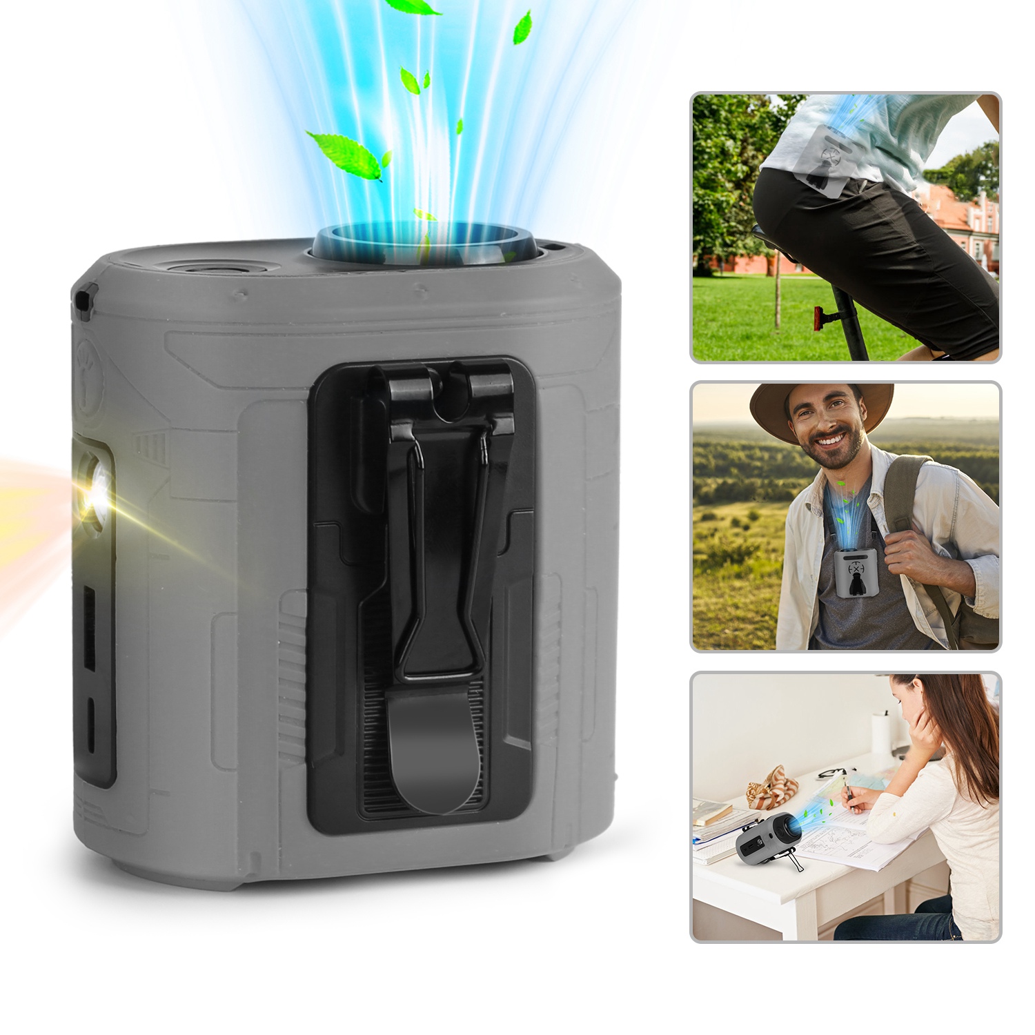 5 In 1 Portable Waist Clip Fan With 5 Speeds Flashlight 10000mAh Battery Operated Personal Wearable Turbo Belt Fan Hands-Free Neck Fan For Camping Tra thumbnail 2
