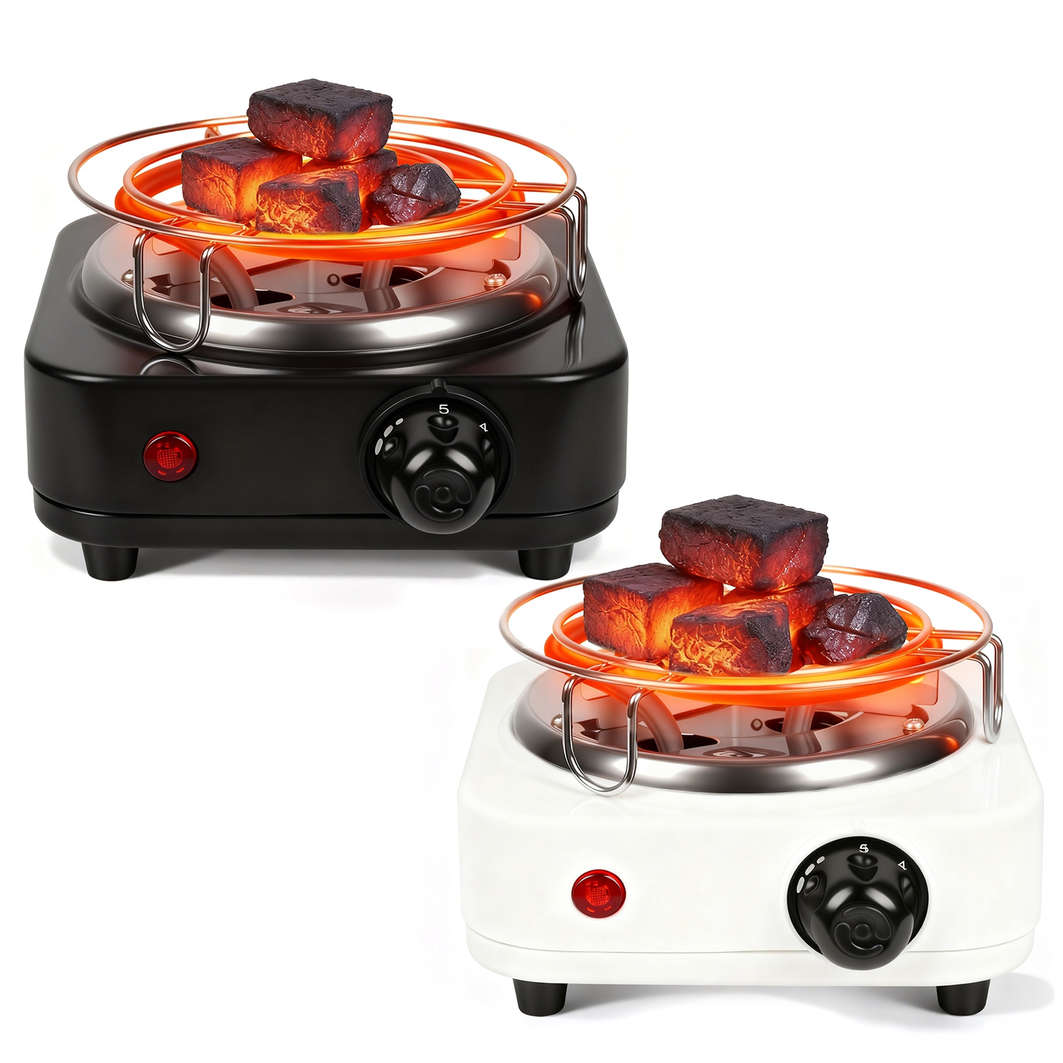 Electric Charcoal Burner 500W Hookah Charcoal Burner Compact Coal Burner for Hooka Cubes Shisha with Grill and Tongs 5 Temperature Gears 338?-1022? Th thumbnail 2