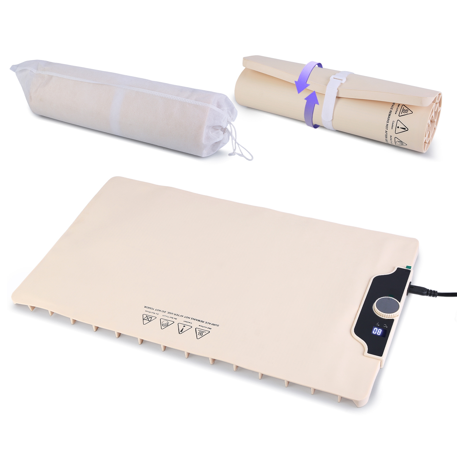 Food Warming Mat 23.6X15.8In 300W Fast Heating Electric Silicone Food Warmer With 14 Temp Levels 10Hrs Timer Settings Roll-Up Portable Hot Plates Heat thumbnail 2