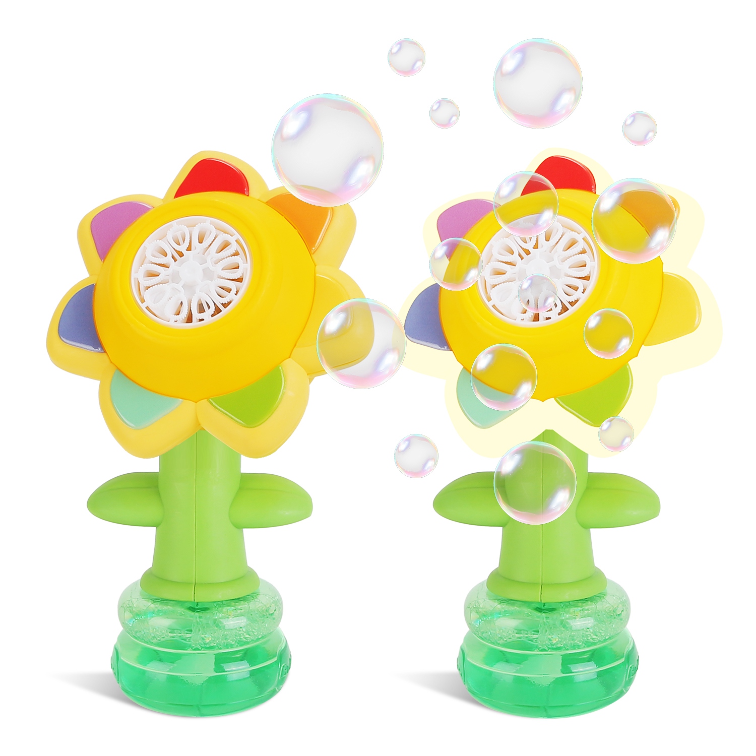2Pcs Bubble Machines With Lights For Kids Rechargeable Dancing Sunflower Bubble Maker For 4-8Years Old Toddlers Outdoor Summer Play Toy Party Birthday thumbnail 2