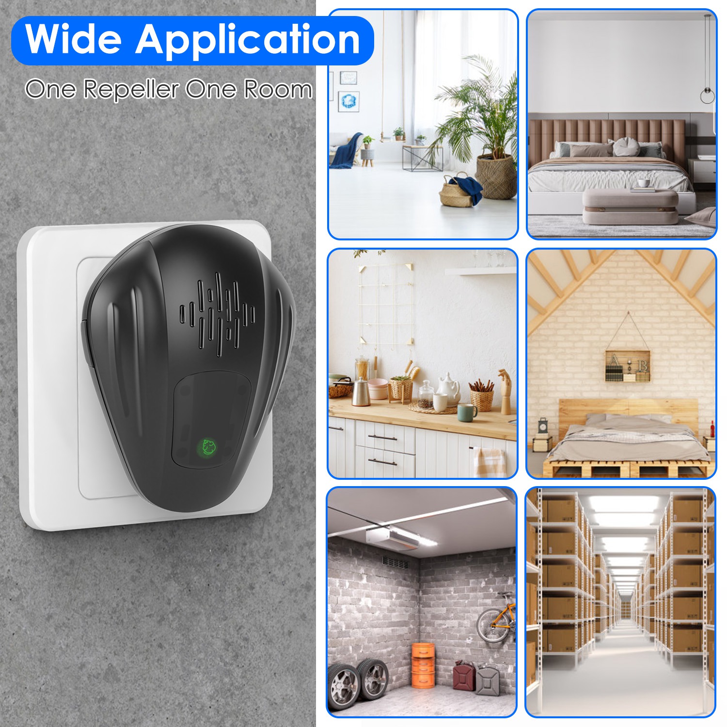 2 Pack Pest Control Device for Mosquitoes Cockroaches Rats Plug In Ultrasonic Insect Repellent Indoor for Bedroom Garage Warehouse Office thumbnail 2