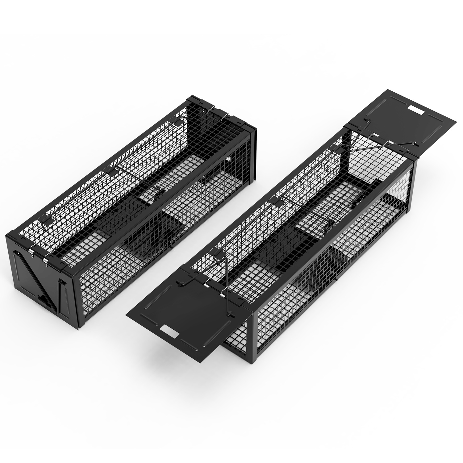 2Pack 15.35x4.72x3.94in 2-Door Humane Live Rat Trap Galvanized Iron Rodent Trap Cage Reusable for Home Garden Farm Warehouse thumbnail 2