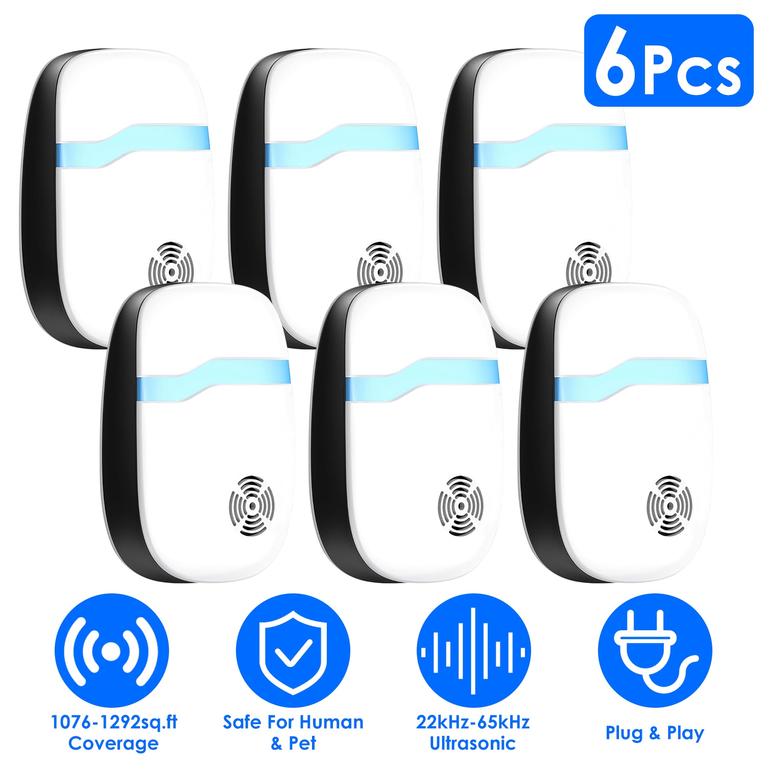 6 Packs Ultrasonic Pest Repellers Electric Plug-In Indoor Pest Control Mouse Repellent Chaser Deterrent Rodent Chaser for Home Kitchen Office Warehous thumbnail 3