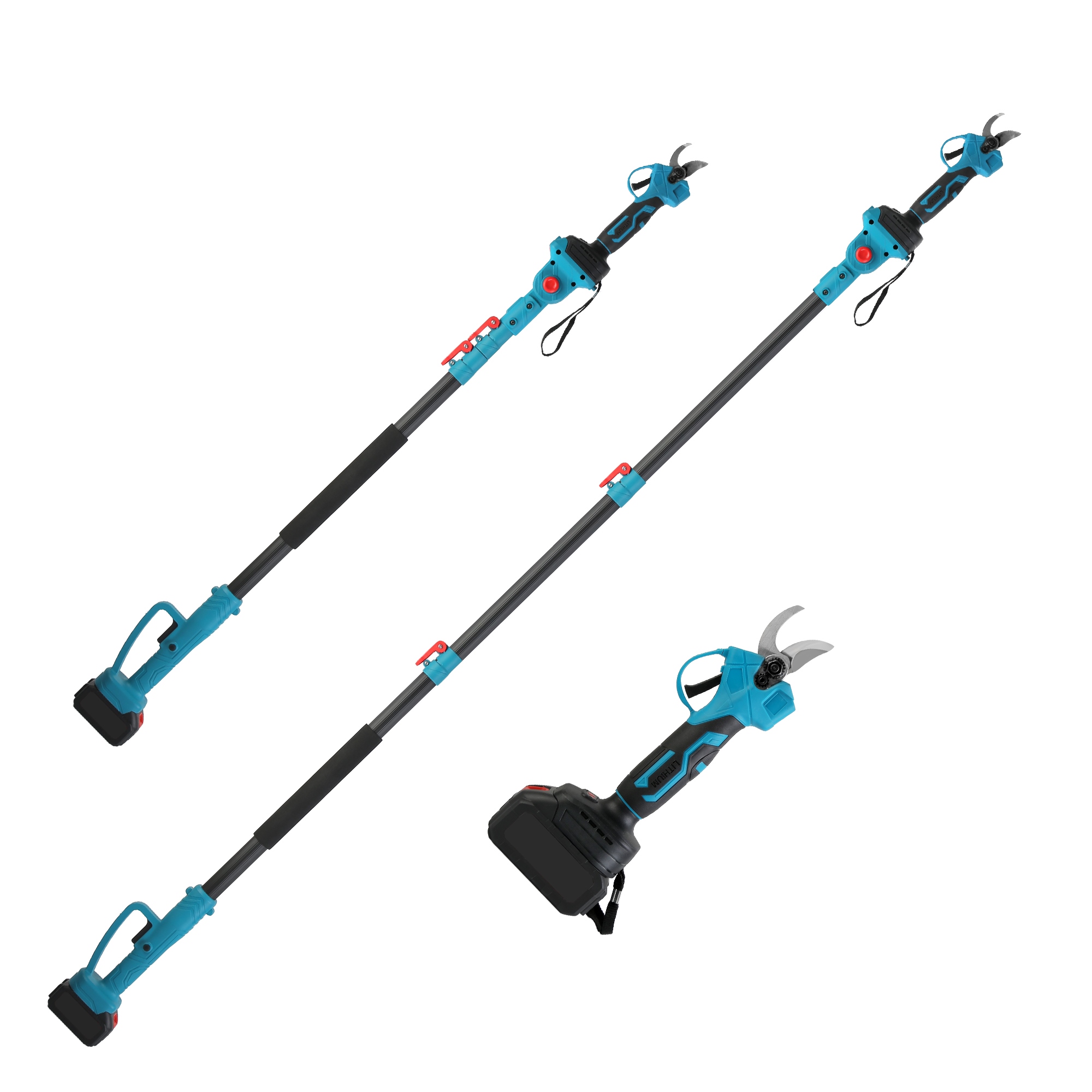 2-In-1 Electric Pruning Shear with Extension Pole 21V 4.0Ah Batteries Powered Cordless Pruner Reach 13FT High 0.98in Cutting Diameter for Tree Trimmin thumbnail 3