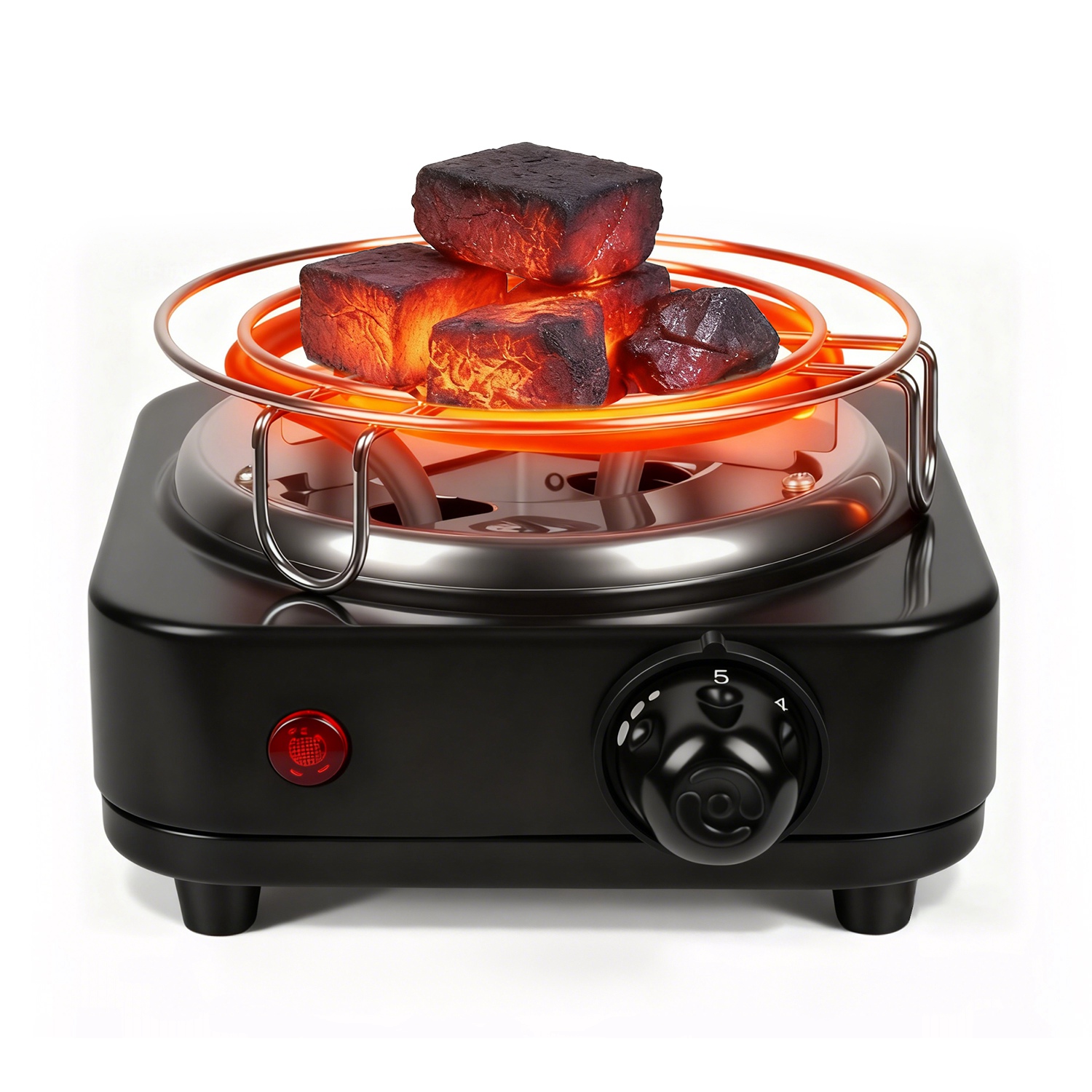 Electric Charcoal Burner 500W Hookah Charcoal Burner Compact Coal Burner for Hooka Cubes Shisha with Grill and Tongs 5 Temperature Gears 338?-1022? Th thumbnail 3