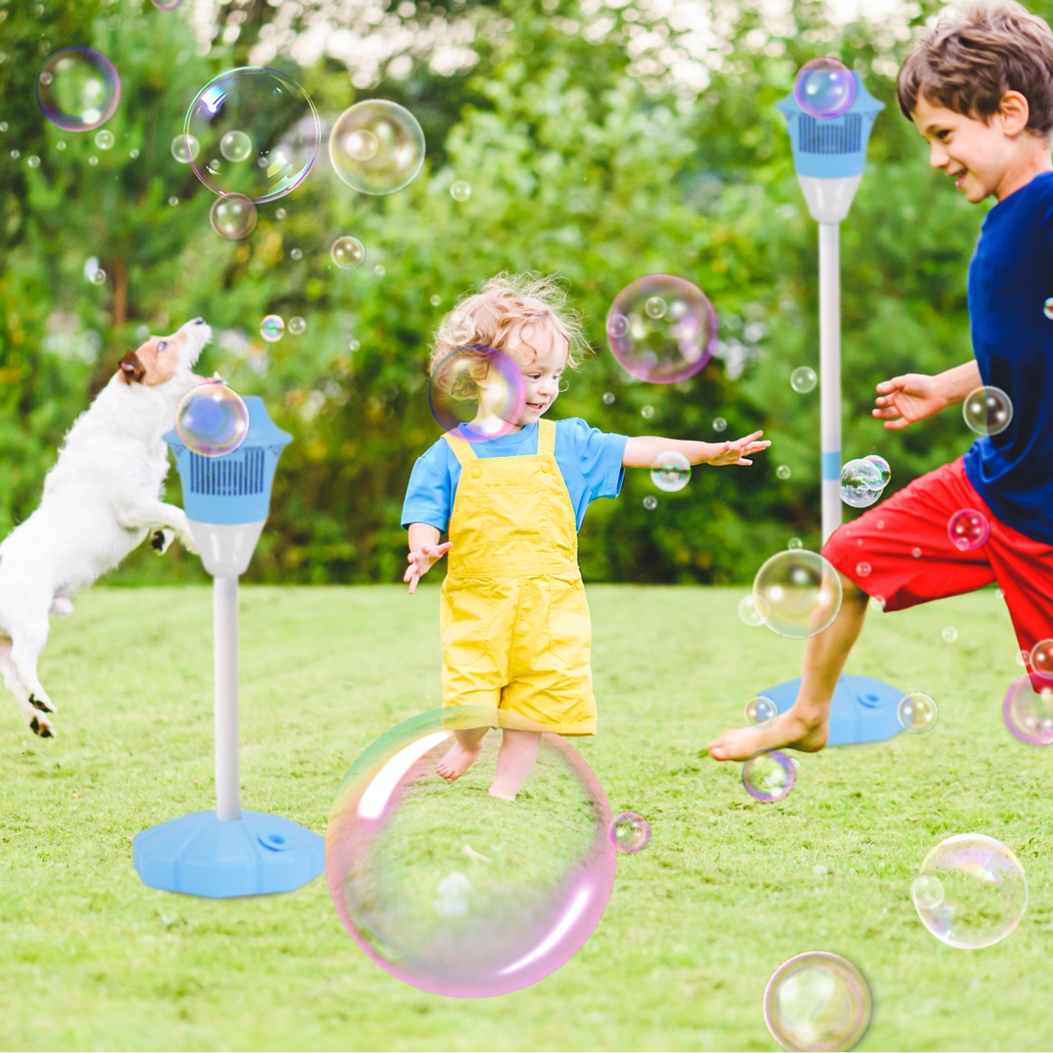 2Pack 3 In 1 Standing Bubble Machines with Colorful Lights and Music Rechargeable Bubble Maker Stands with 2 Modes 3 Adjustable Height for Party Weddi thumbnail 3