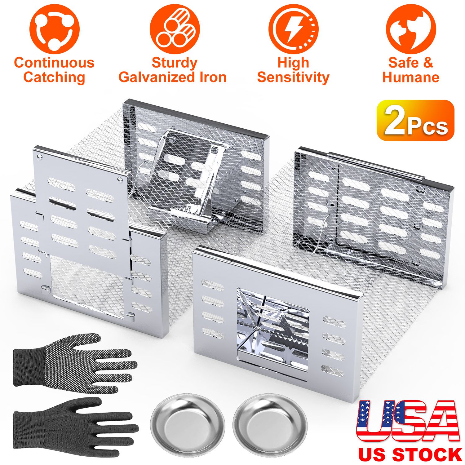 2Pcs Humane Rat Trap Catch and Release Live Mouse Cage Traps with Automatic Continuous Cycle Trapping for Chipmunk Rodent Mouse Small Animals thumbnail 3