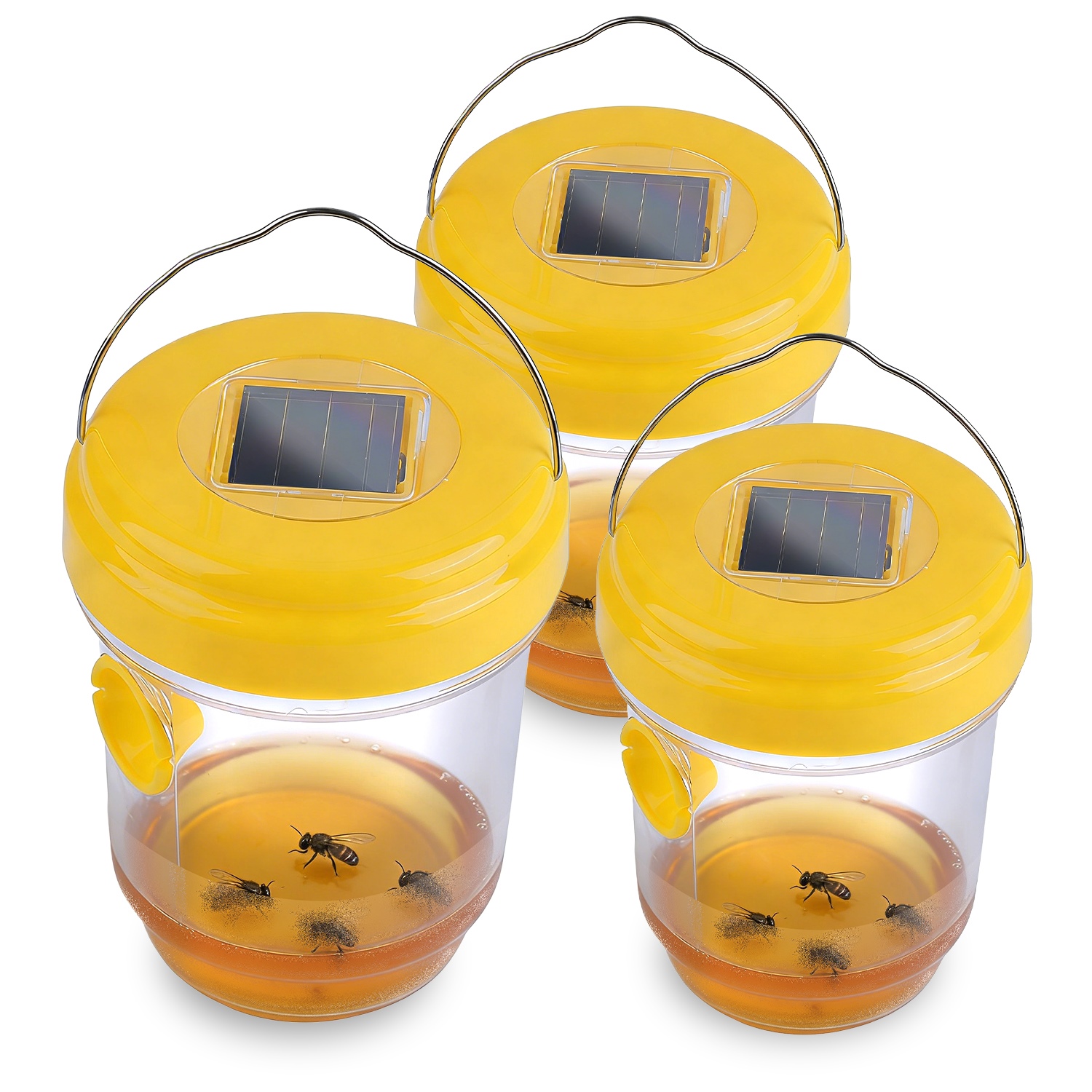 3Pack Solar Wasp Traps Outdoor Hanging Insect Catchers with UV Light for Paper Wasps Yellow Jackets Small Hornets Fruit Flies House Flies thumbnail 3