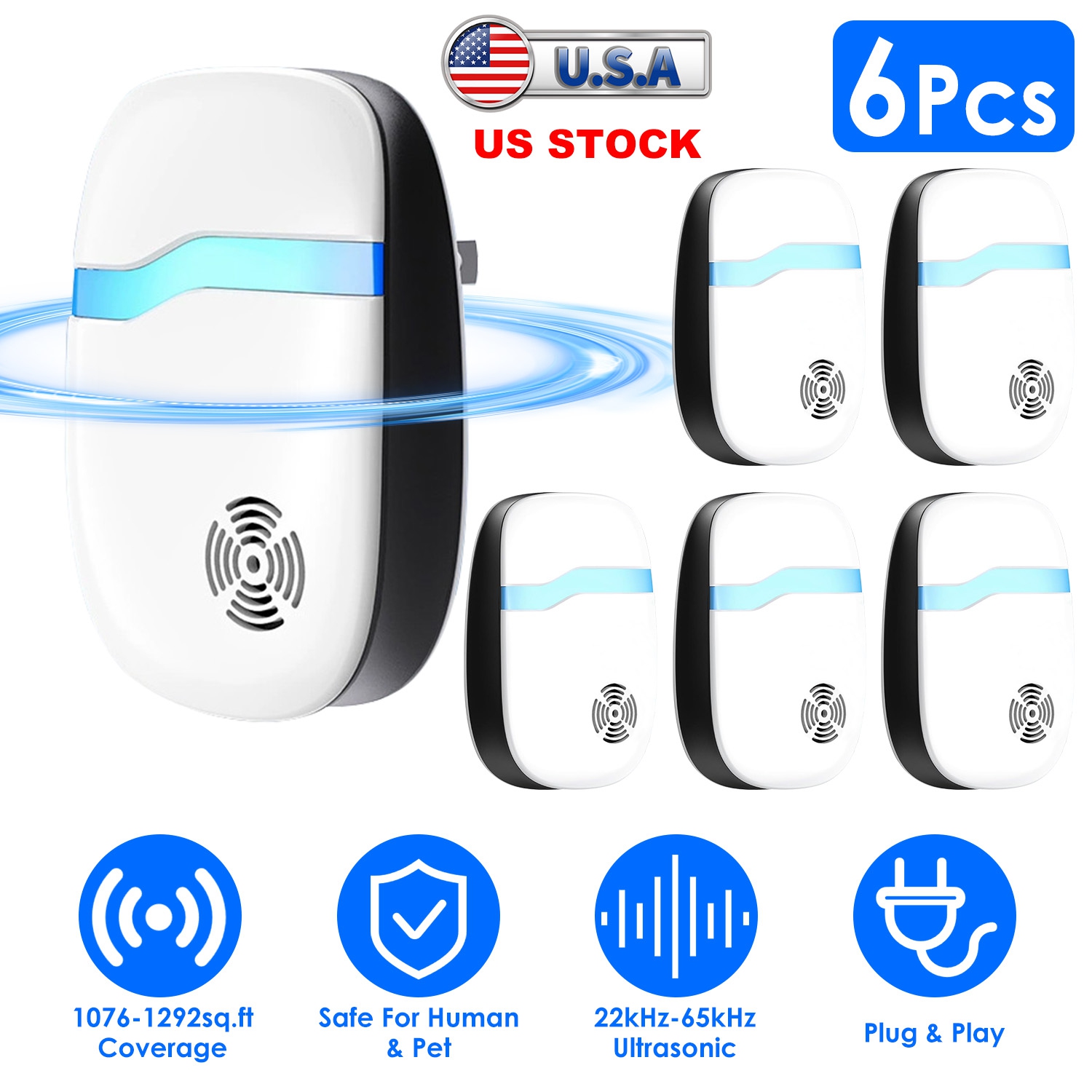 6 Packs Ultrasonic Pest Repellers Electric Plug-In Indoor Pest Control Mouse Repellent Chaser Deterrent Rodent Chaser for Home Kitchen Office Warehous thumbnail 4