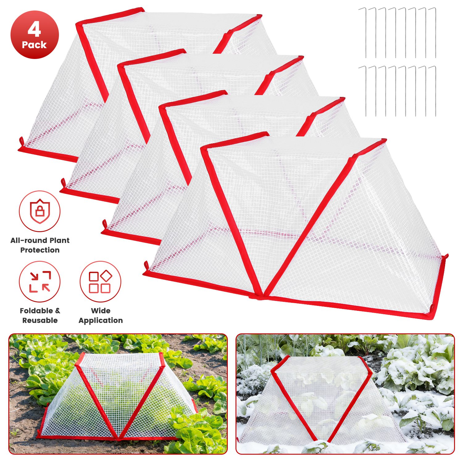 4Pack 31.50×12.99×13.39in Garden Row Accelerator Plants Covers Plant Net Cage Guard Greenhouse Covers Protect Seedling Fruit Vegetable Rows From Frost thumbnail 4