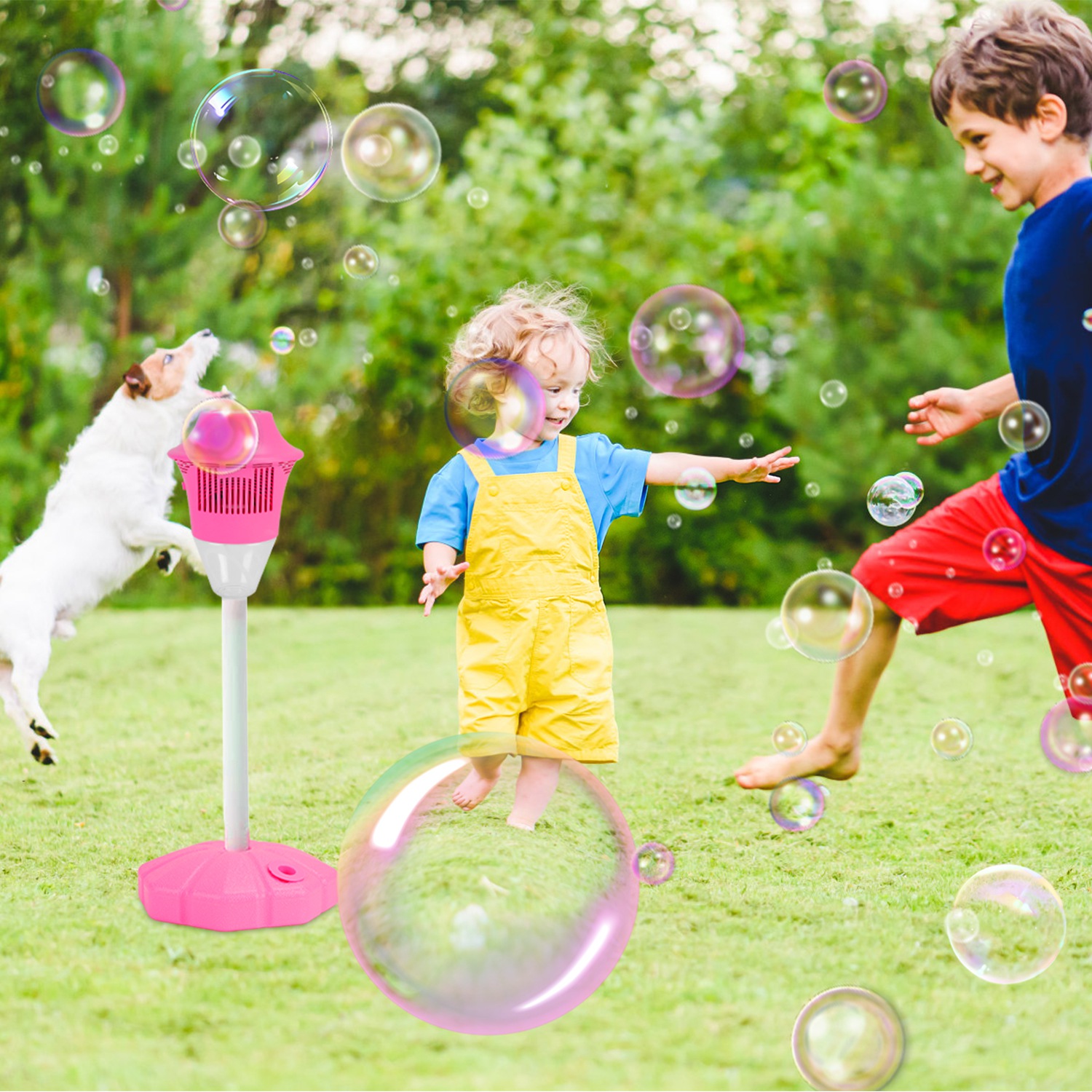 3 In 1 Standing Bubble Machine with Colorful Lights and Music Rechargeable Bubble Maker Stand with 2 Modes 3 Adjustable Height for Party Wedding Indoo thumbnail 4