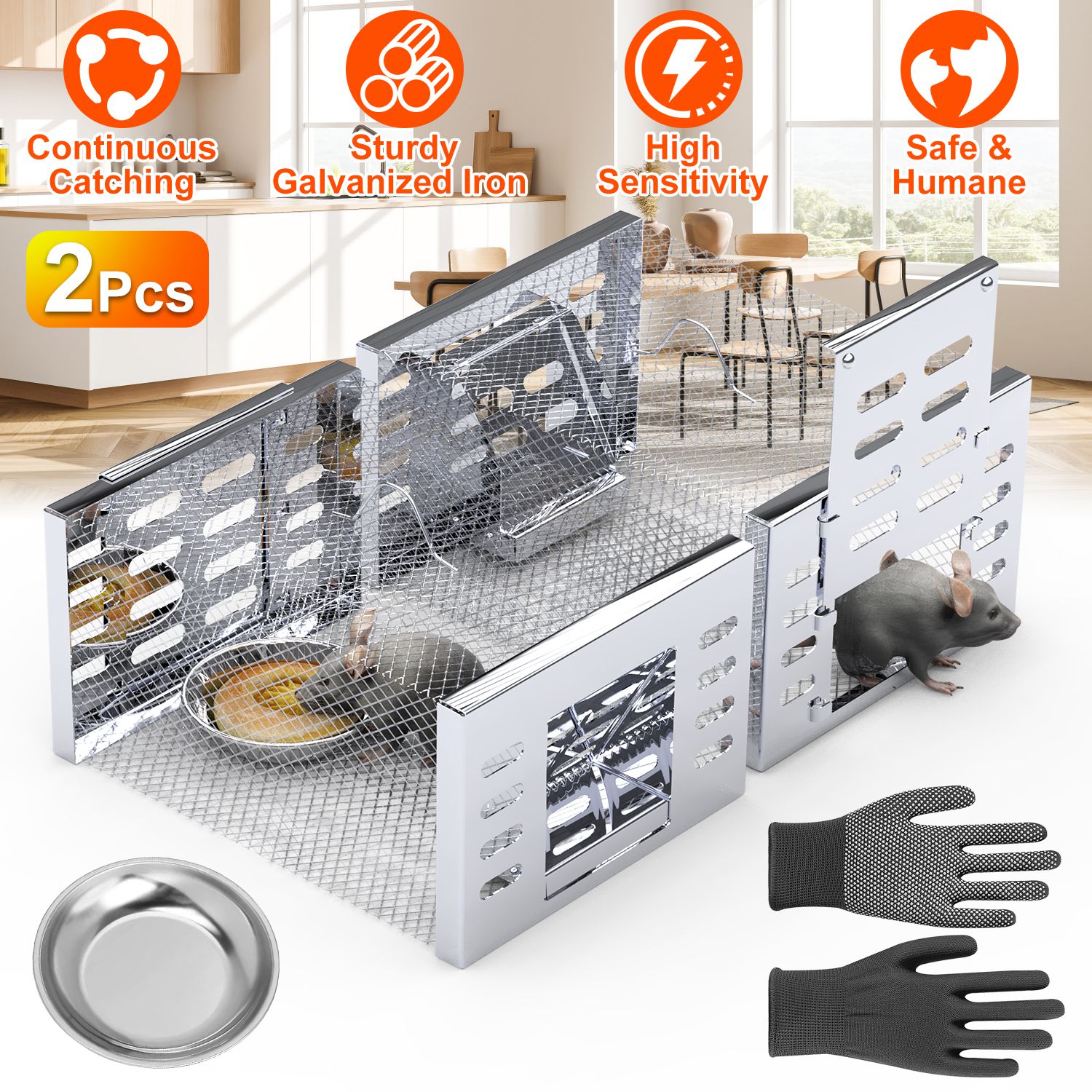 2Pcs Humane Rat Trap Catch and Release Live Mouse Cage Traps with Automatic Continuous Cycle Trapping for Chipmunk Rodent Mouse Small Animals thumbnail 4