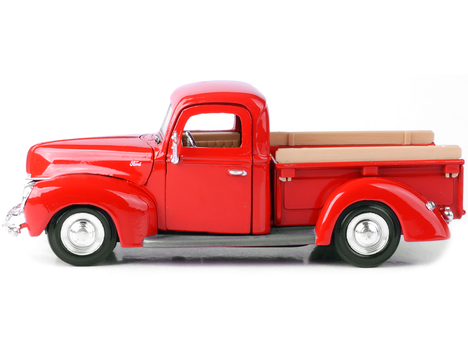 1940 Ford Pickup Truck Red 1/24 Diecast Model Car by Motormax thumbnail 2