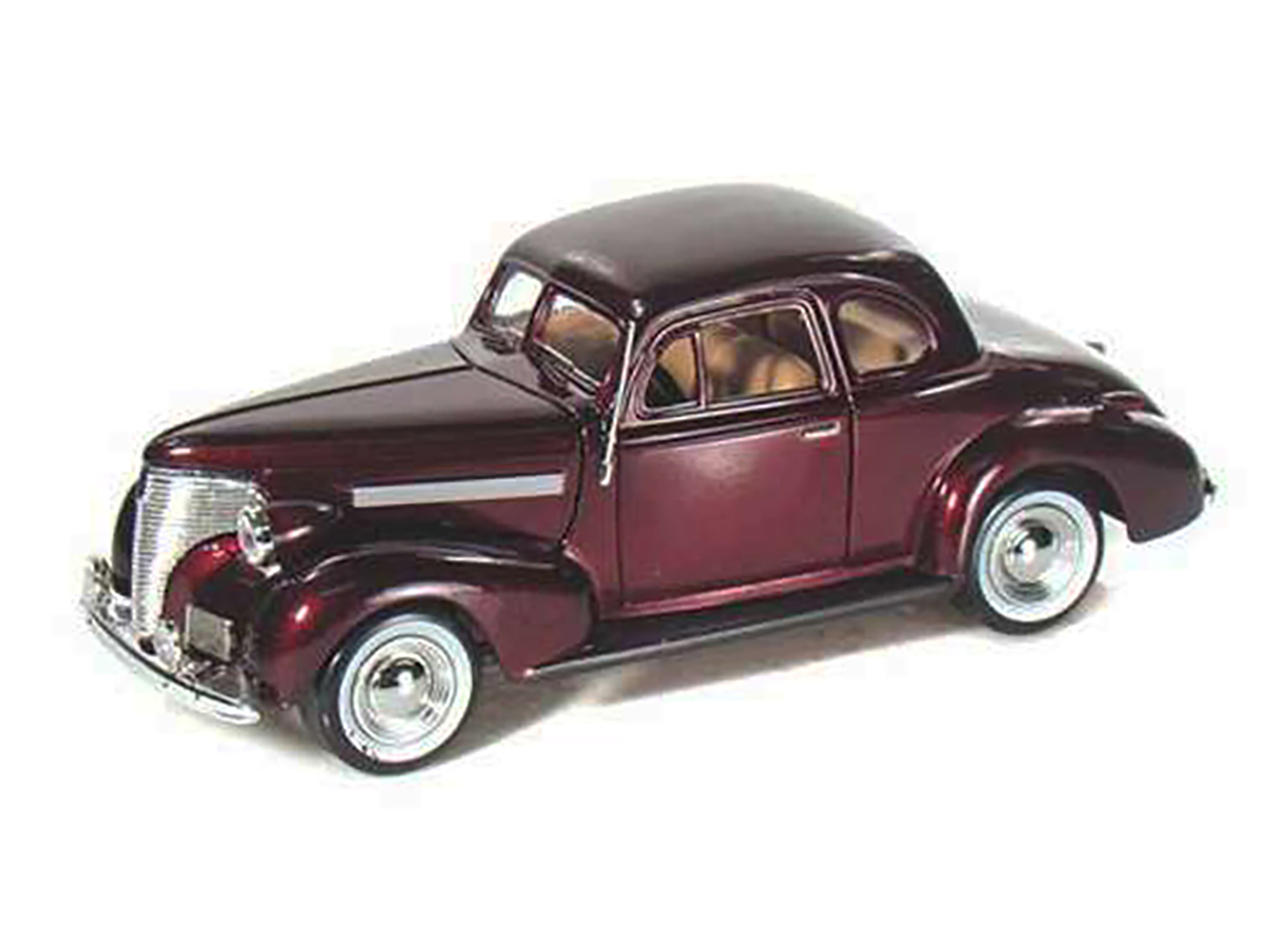 1939 Chevrolet Coupe Burgundy 1/24 Diecast Model Car by Motormax thumbnail 2