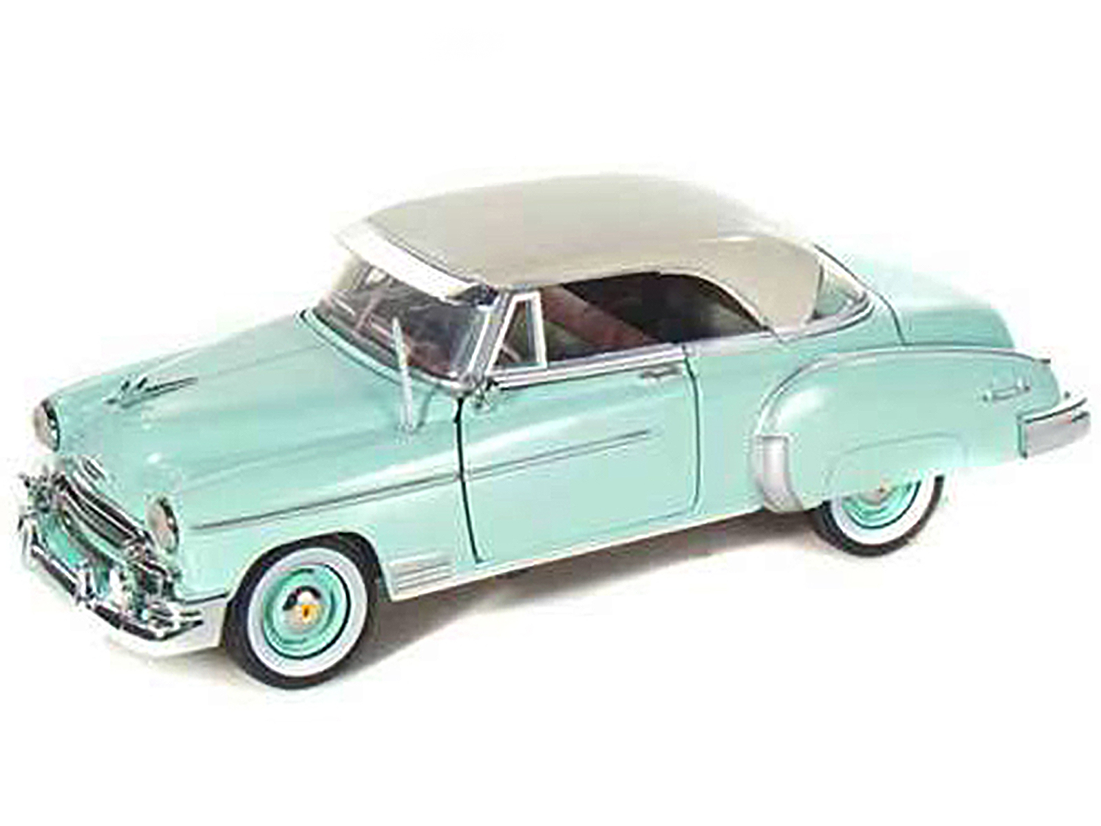 1950 Chevrolet Bel Air Green with Cream Top 1/24 Diecast Model Car by Motormax thumbnail 2