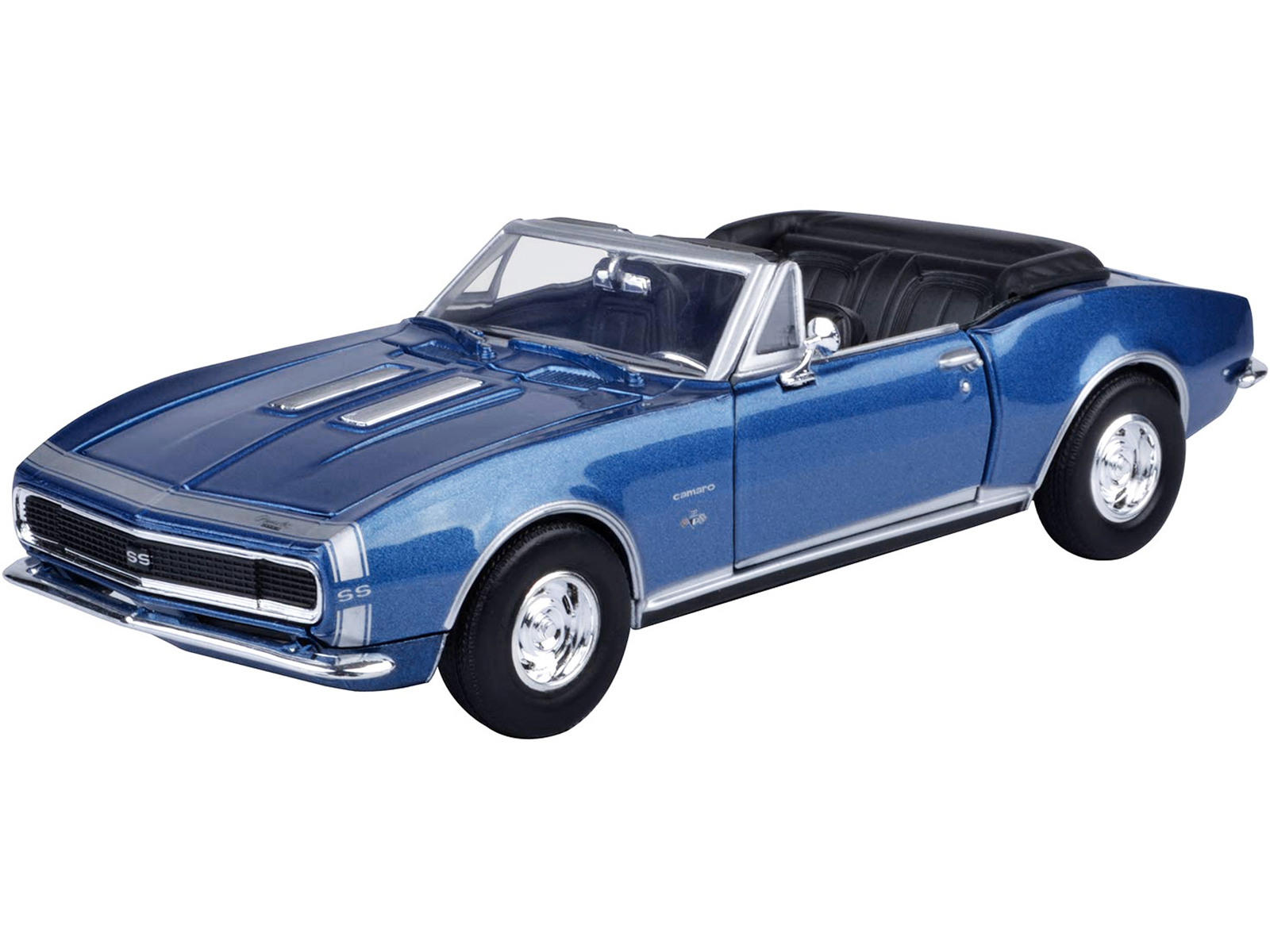 1967 Chevrolet Camaro SS Convertible Blue Metallic 1/24 Diecast Model Car by Motormax thumbnail 2